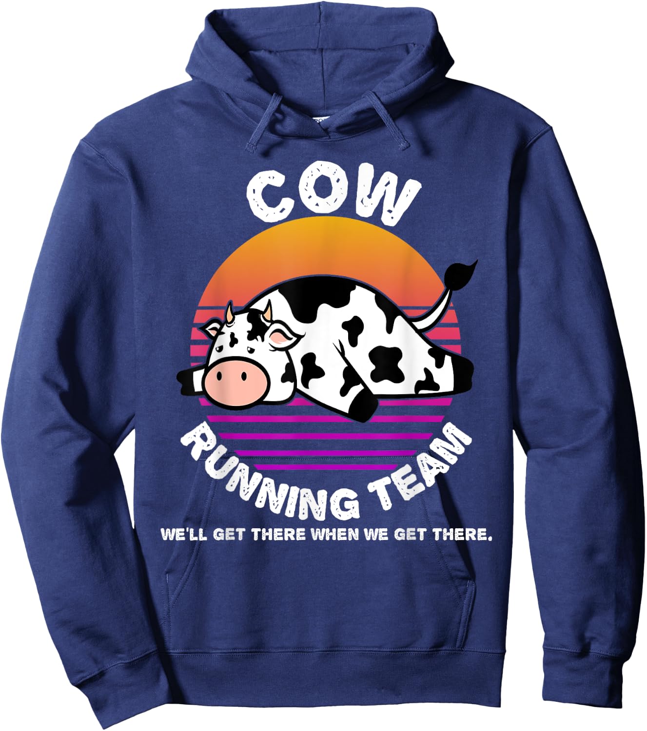 Funny Dairy Cow Running Team Shirt Kids Men Women Gift Hoodie - Hoodie | Navy