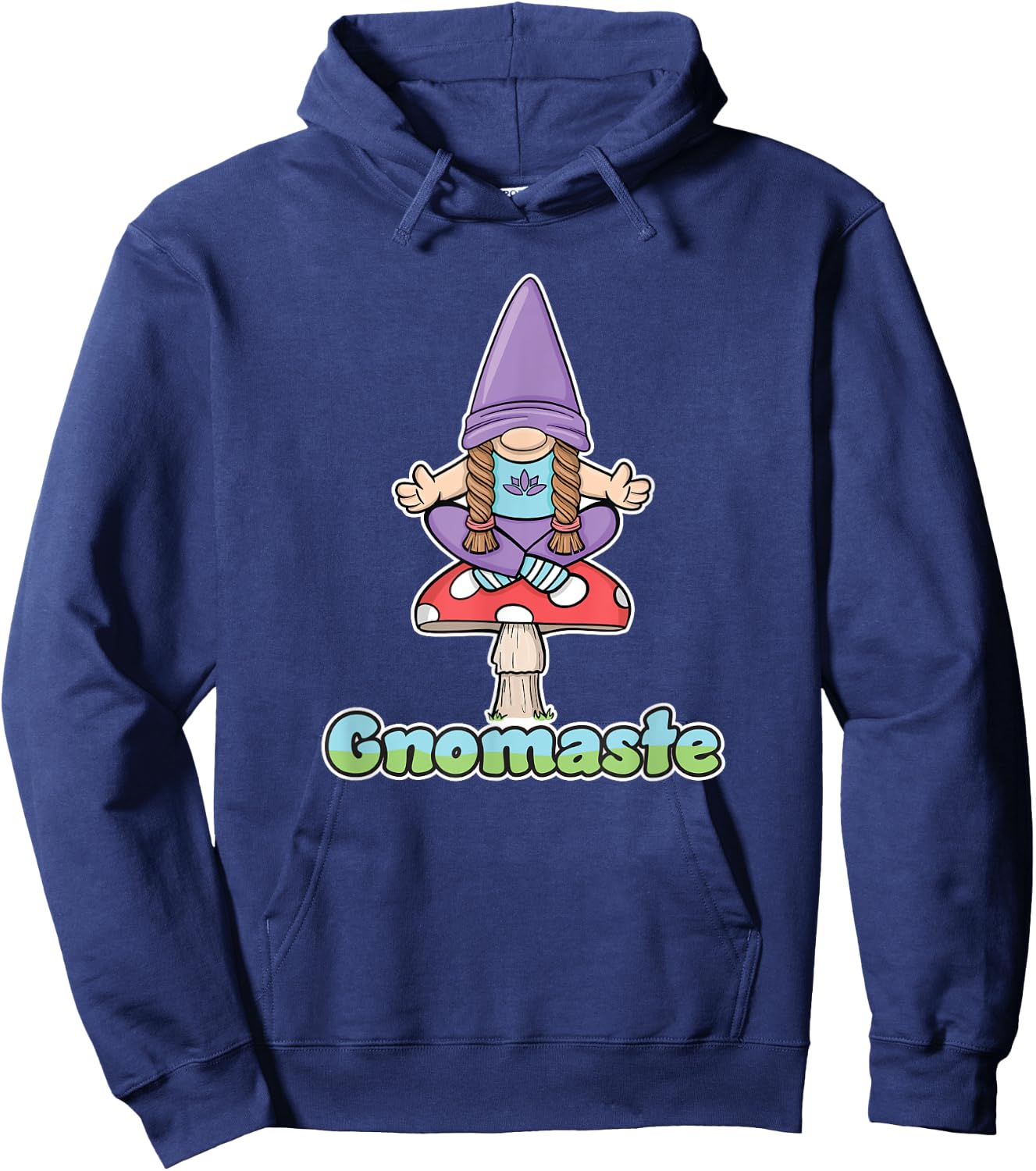 Gnomaste Yoga Meditating Gnome On Toadstool Mushroom Workout Hoodie - Hoodie | Navy