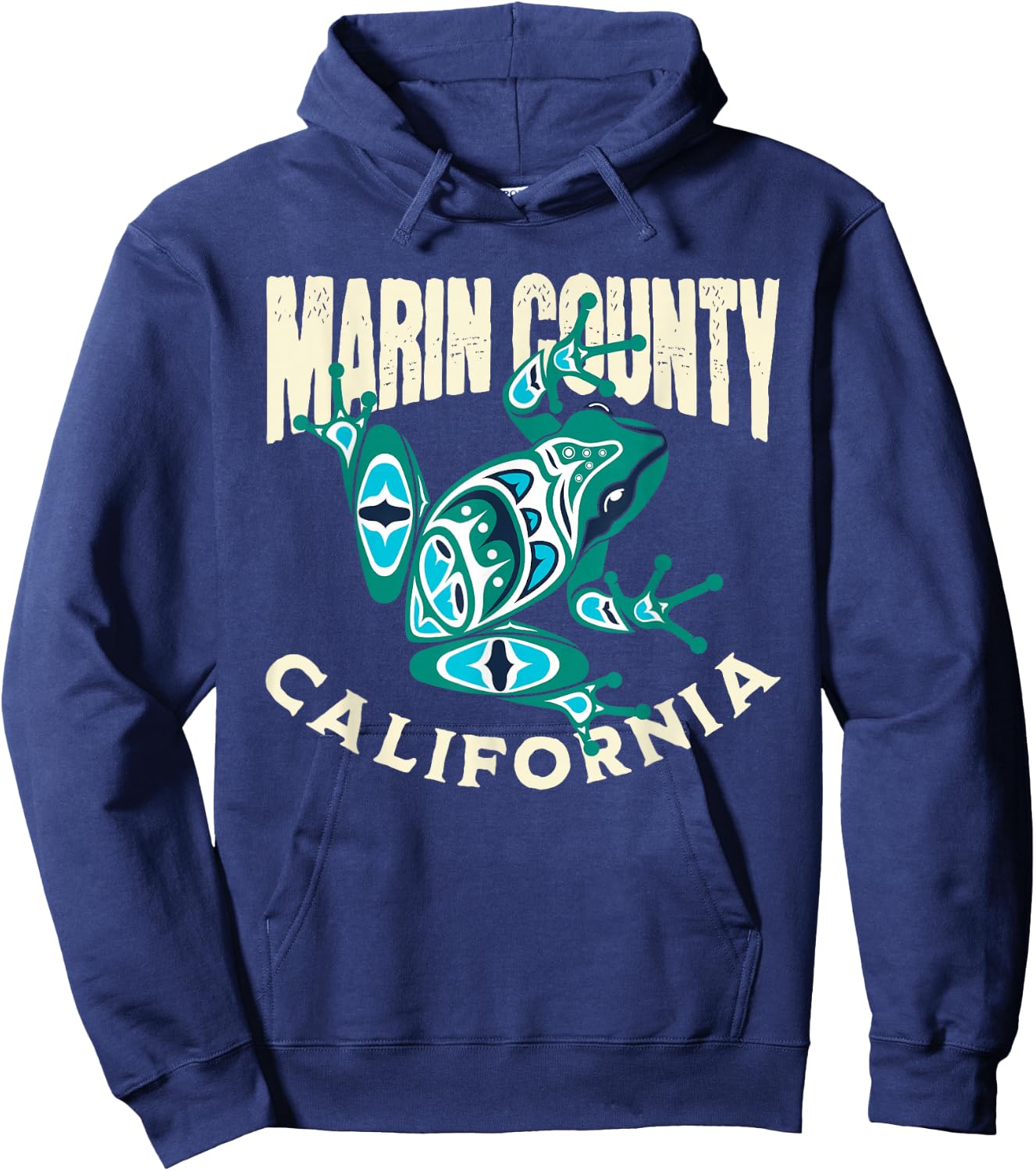 Marin County California Frog Totem Pacific Northwest Native Hoodie - Hoodie | Navy