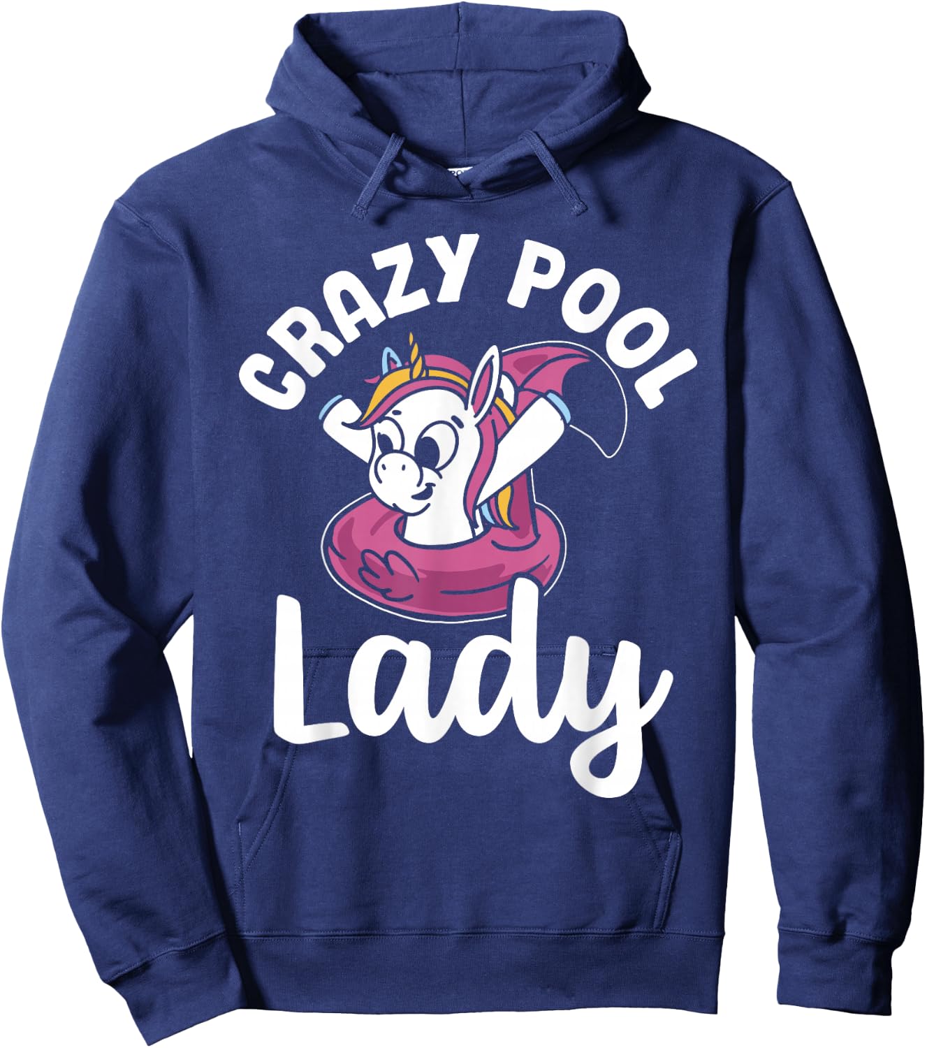 Pool Women Unicorn Girls Swimming Crazy Pool Lady Hoodie - Hoodie | Navy