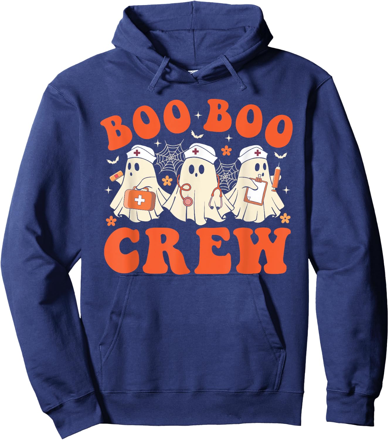 Boo Boo Crew Nurse Ghost Scrub Top Nursing Halloween Costume Hoodie - Hoodie | Navy