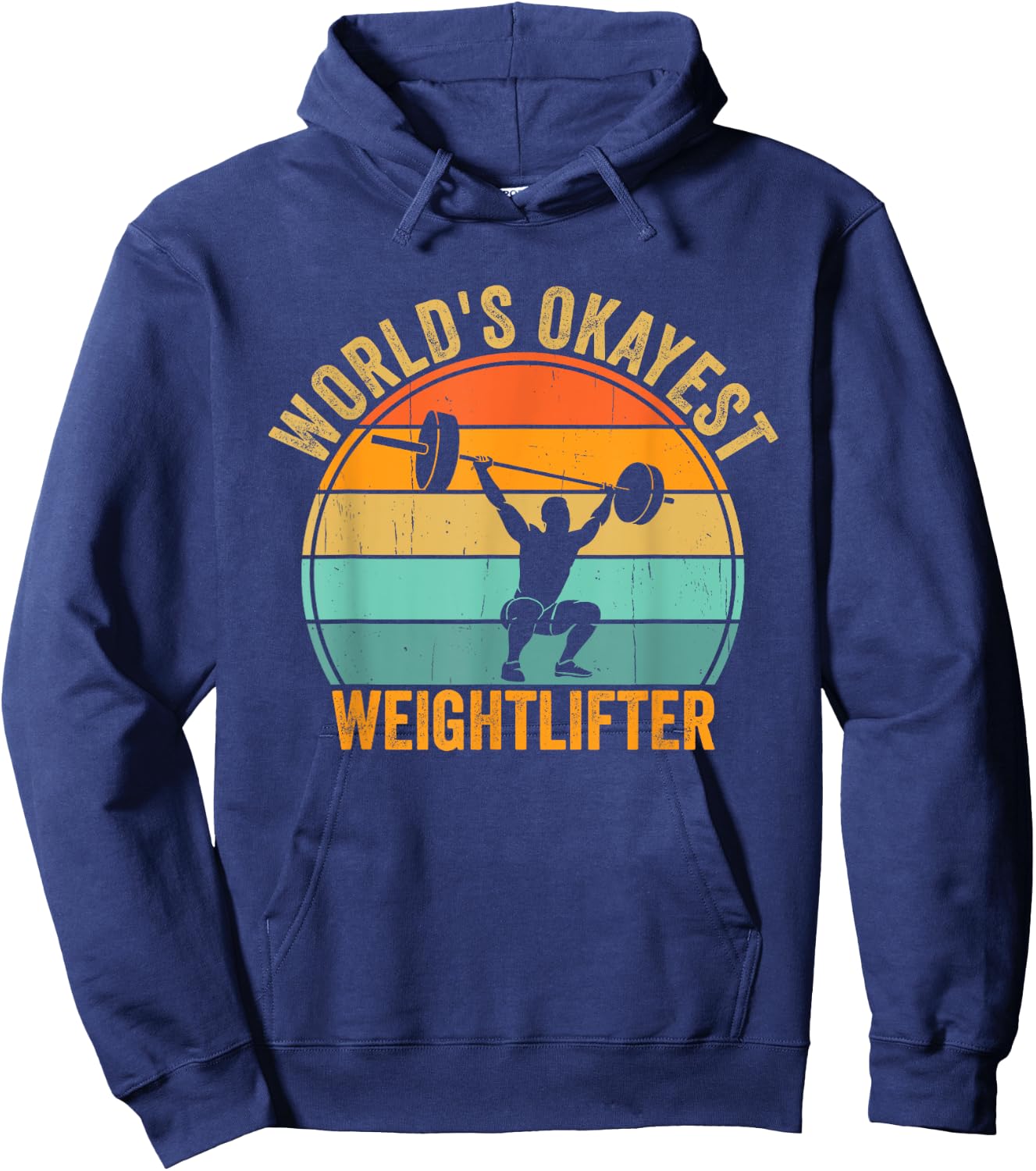 Funny World's Okayest Weightlifter Retro Gym Workout Humor Hoodie - Hoodie | Navy