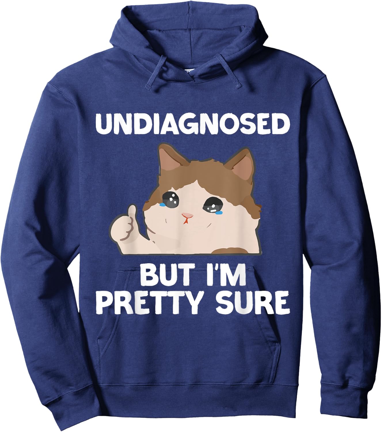 Undiagnosed But I'm Pretty Sure funny cat meme Men Women Hoodie - Hoodie | Navy