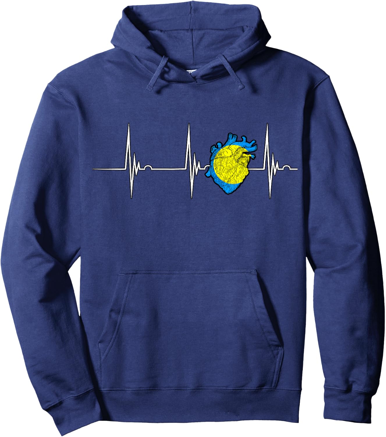 Palauan Pride Palauan Flag Heartbeat EKG Pulse Heart Palau Hoodie - Hoodie | Navy