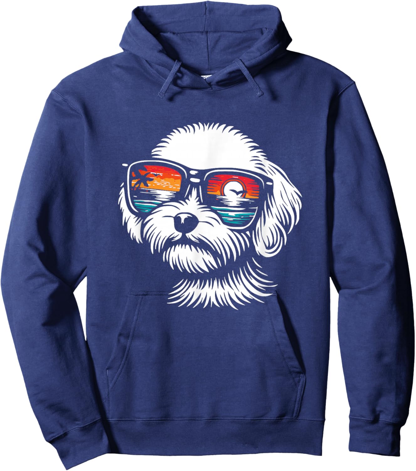 Cool Maltipoo Puppy with Sunglasses Graphic Design Hoodie - Hoodie | Navy