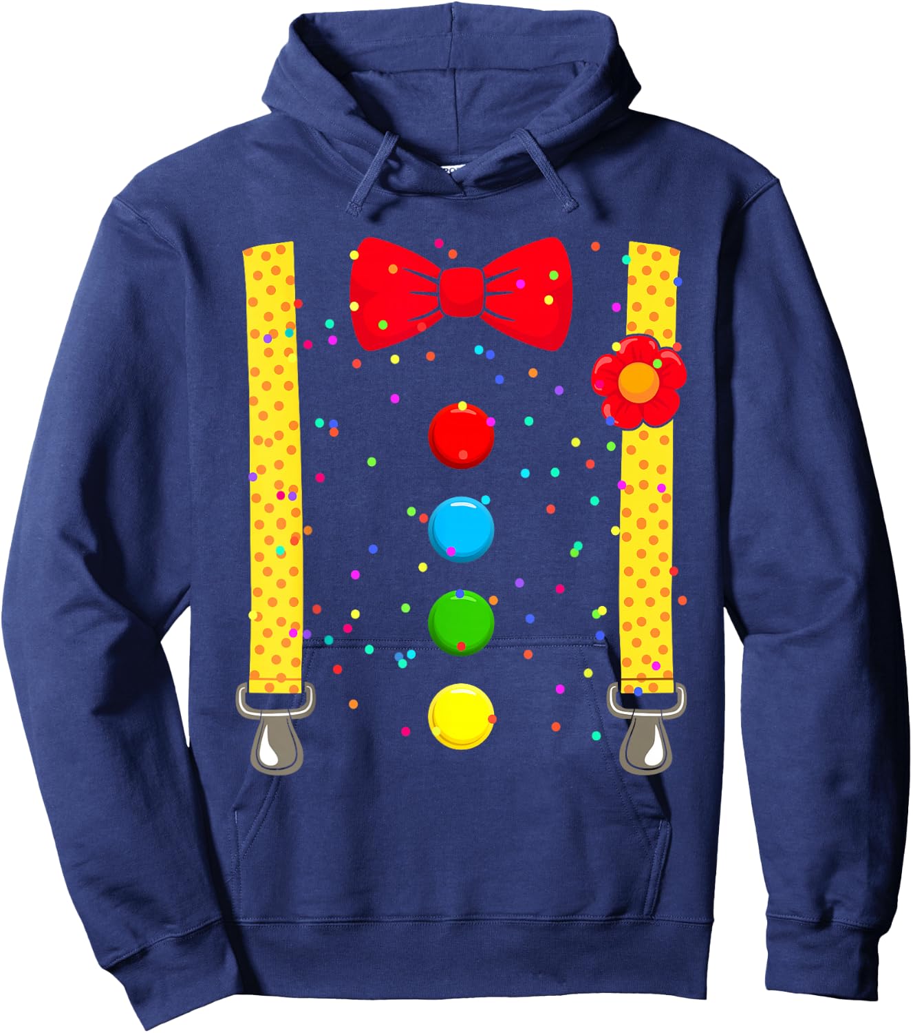 Clown Costume with Braces Confetti for Carnival Fancy Dress , black Hoodie - Hoodie | Navy