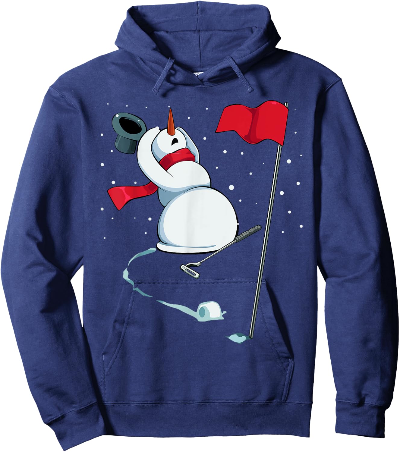 Snowman Playing Golf Christmas Pajama Sport X-Mas Golfer Hoodie - Hoodie | Navy