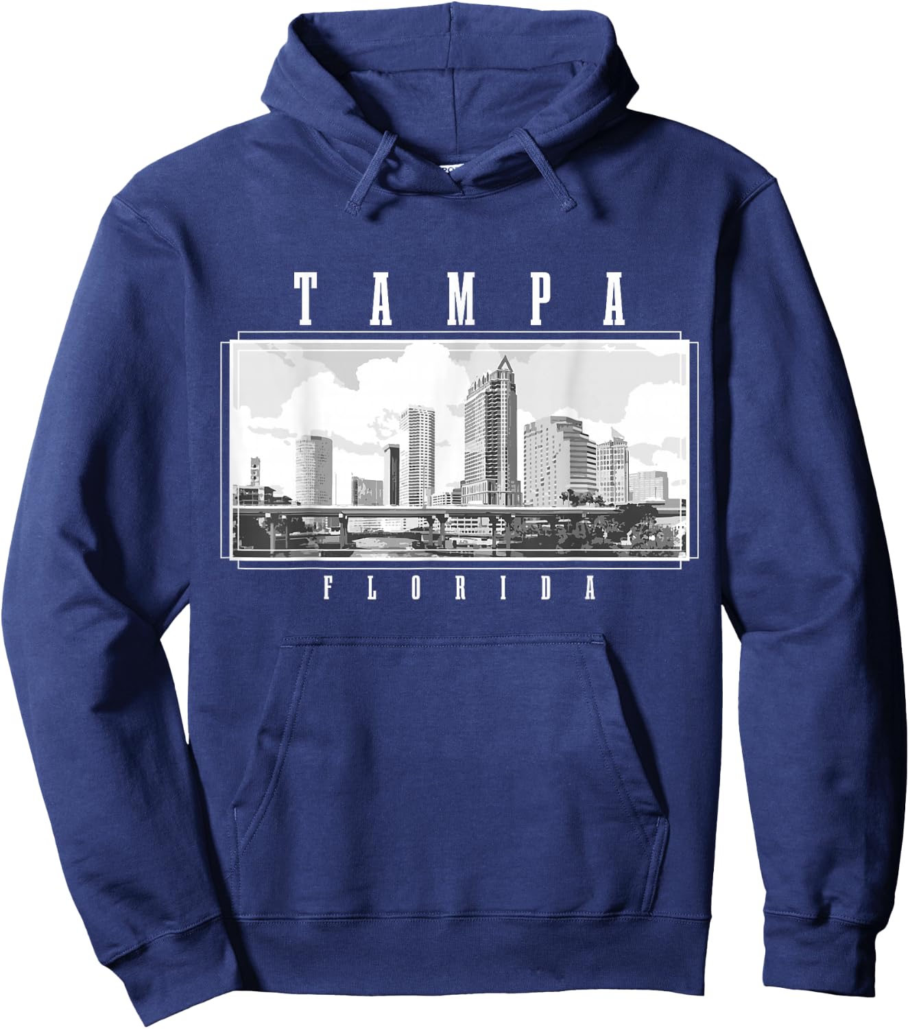 Tampa Florida Vintage Skyline USA America Souvenir Hoodie - Hoodie | Navy