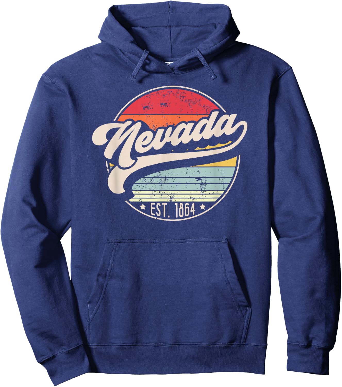 Retro Nevada Home State NV Cool 70s Style Sunset Hoodie - Hoodie | Navy