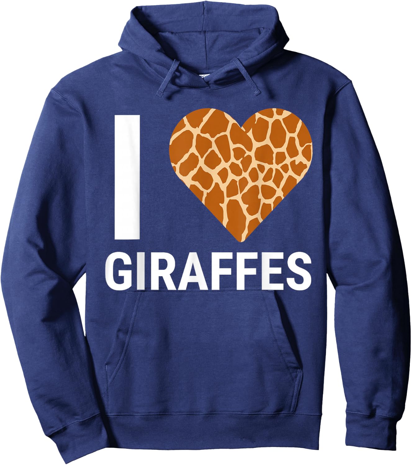 I Love Giraffes Cute Giraffe Print Heart Hoodie - Hoodie | Navy