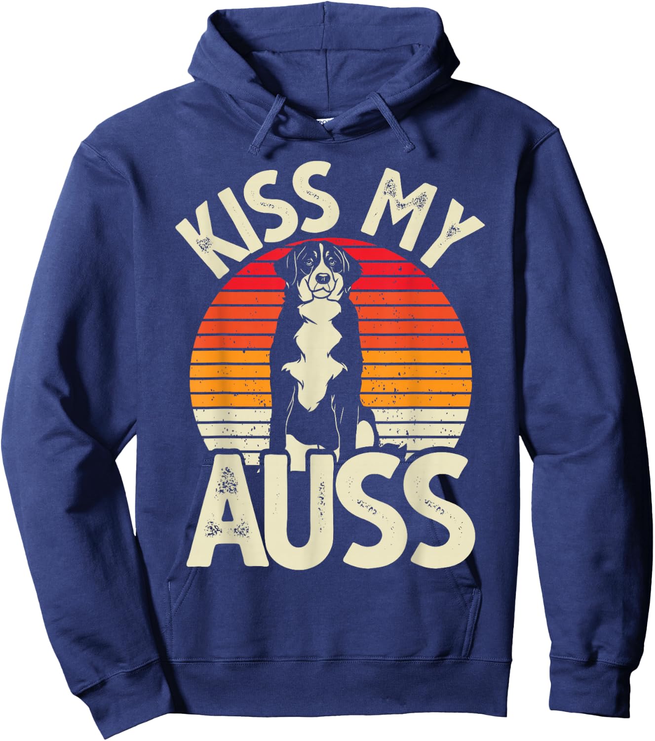 Kiss My Auss Australian Shepherd Aussie Hoodie - Hoodie | Navy