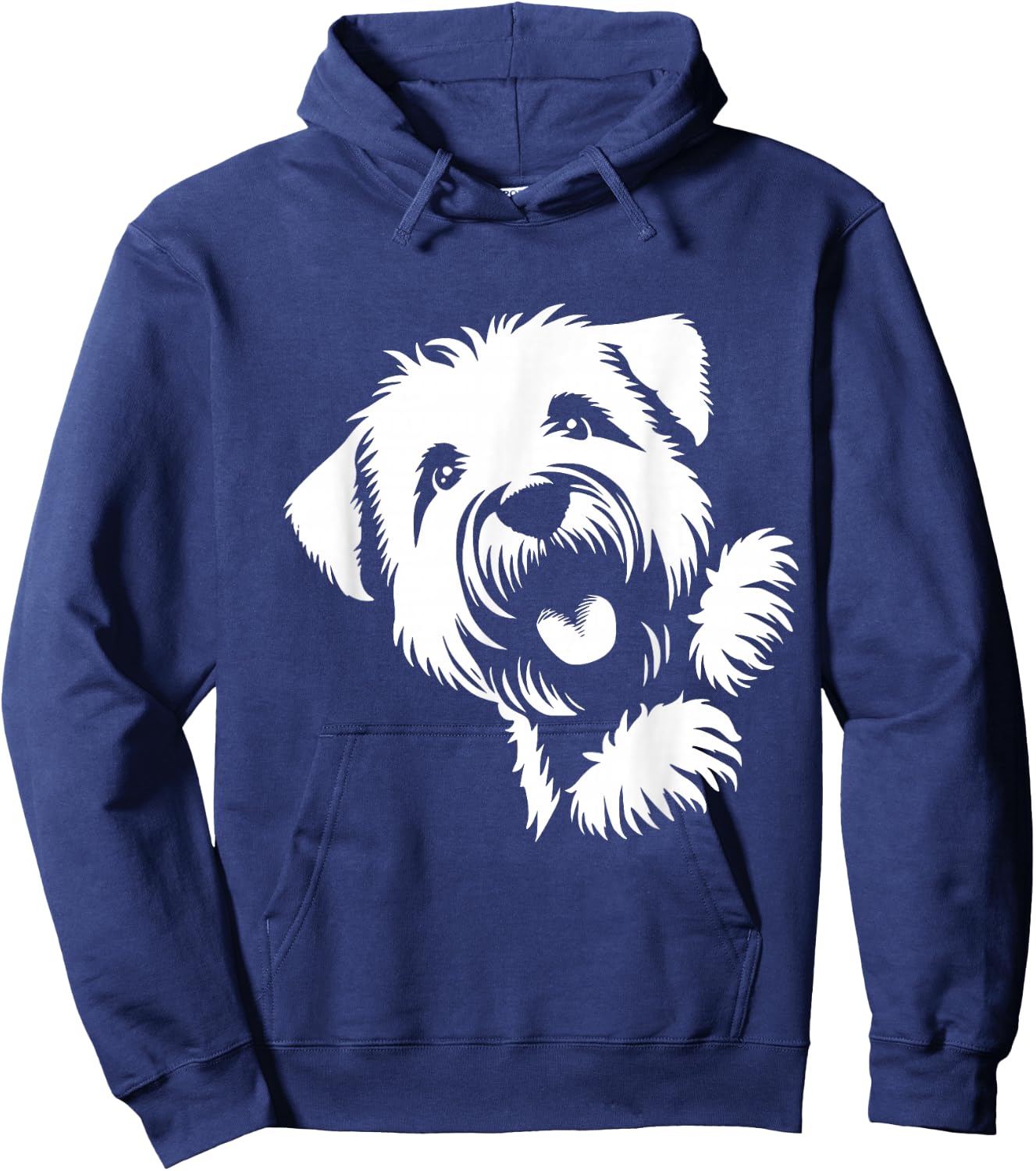 Soft Coated Wheaten Terrier Peeking Dog Graphic Design , Small, Black Hoodie - Hoodie | Navy