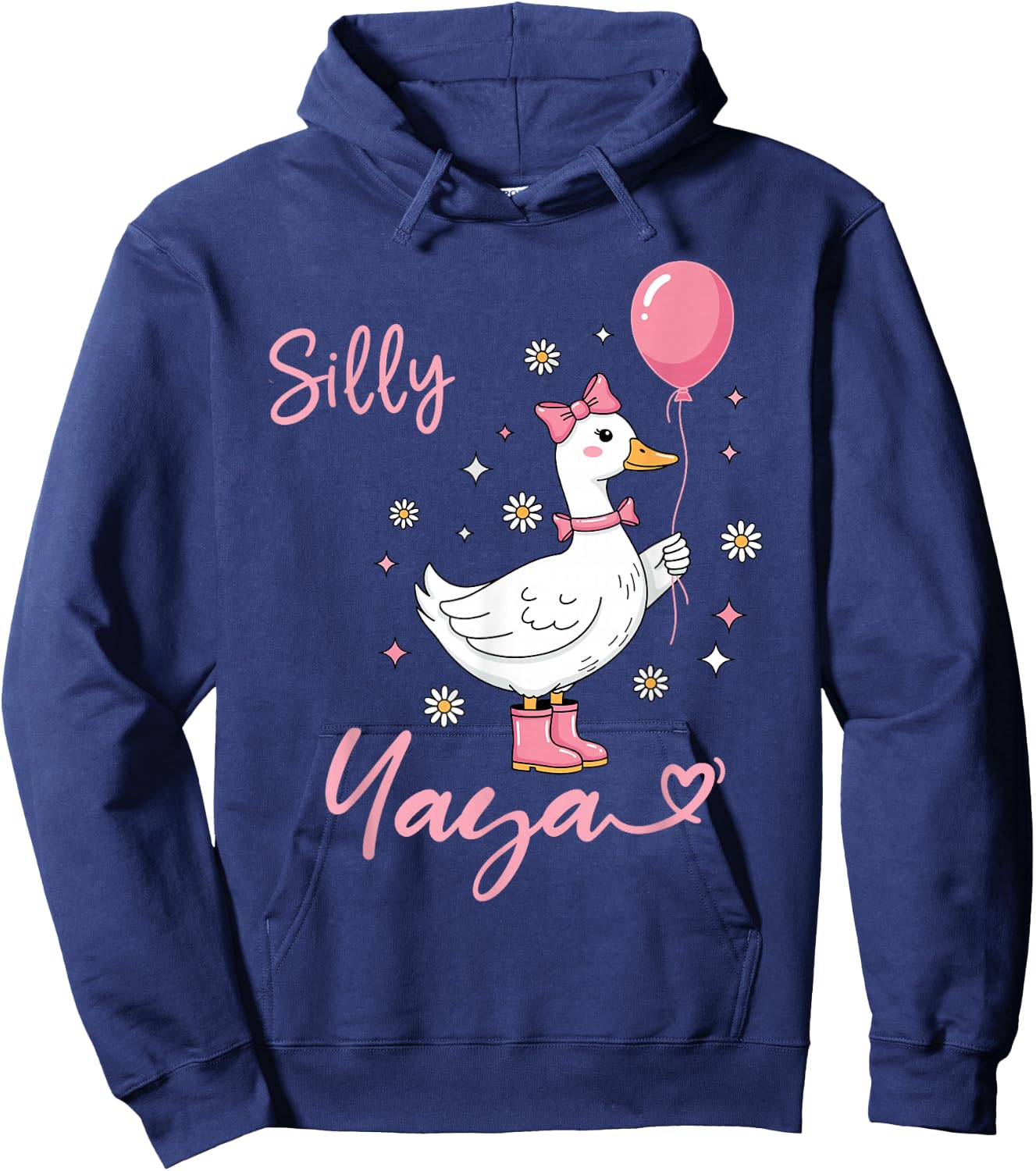 Silly Yaya Cute Goose Grandmother Family Matching Birthday Hoodie - Hoodie | Navy