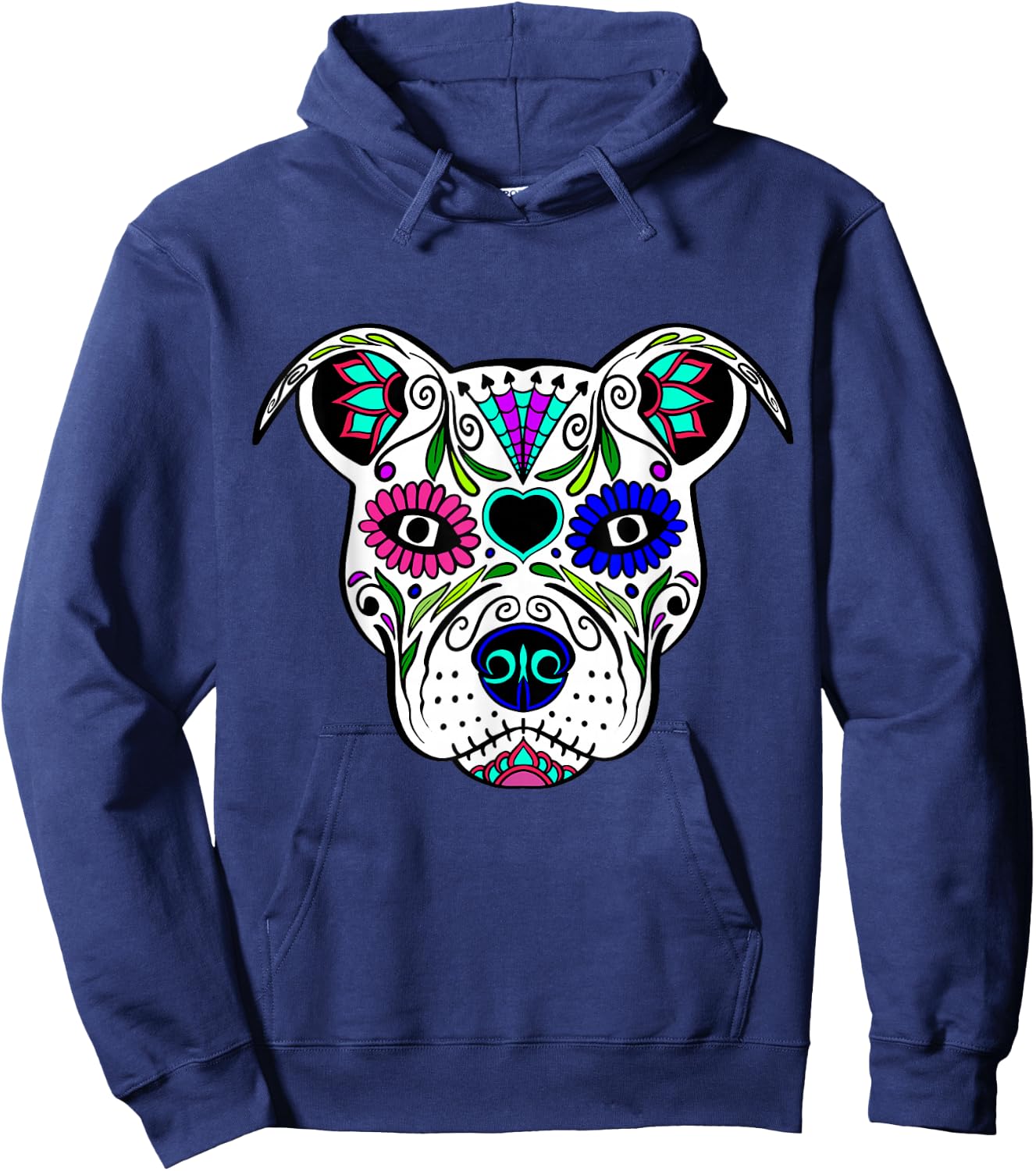 Day Of The Dead Pit Bull Mom Dog Rescue Sugar Skull Shirt Women Girls Kids Hoodie - Hoodie | Navy