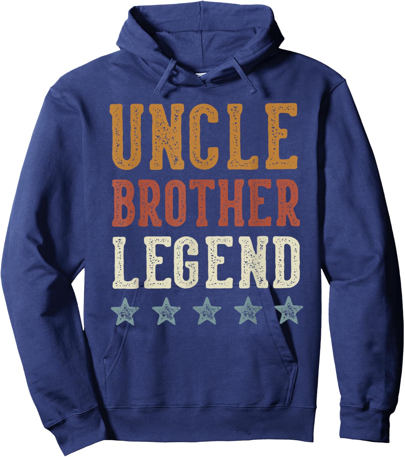 Uncle Brother Legend - Classic Retro Distressed Lettering Hoodie - Hoodie | Navy
