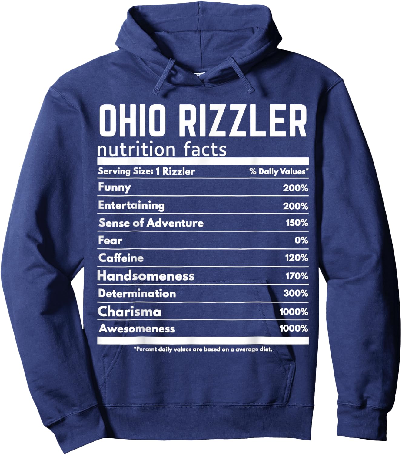 Ohio RIzzler Nutrition Facts Meme Rizz Internet Memes Gen Z Hoodie - Hoodie | Navy