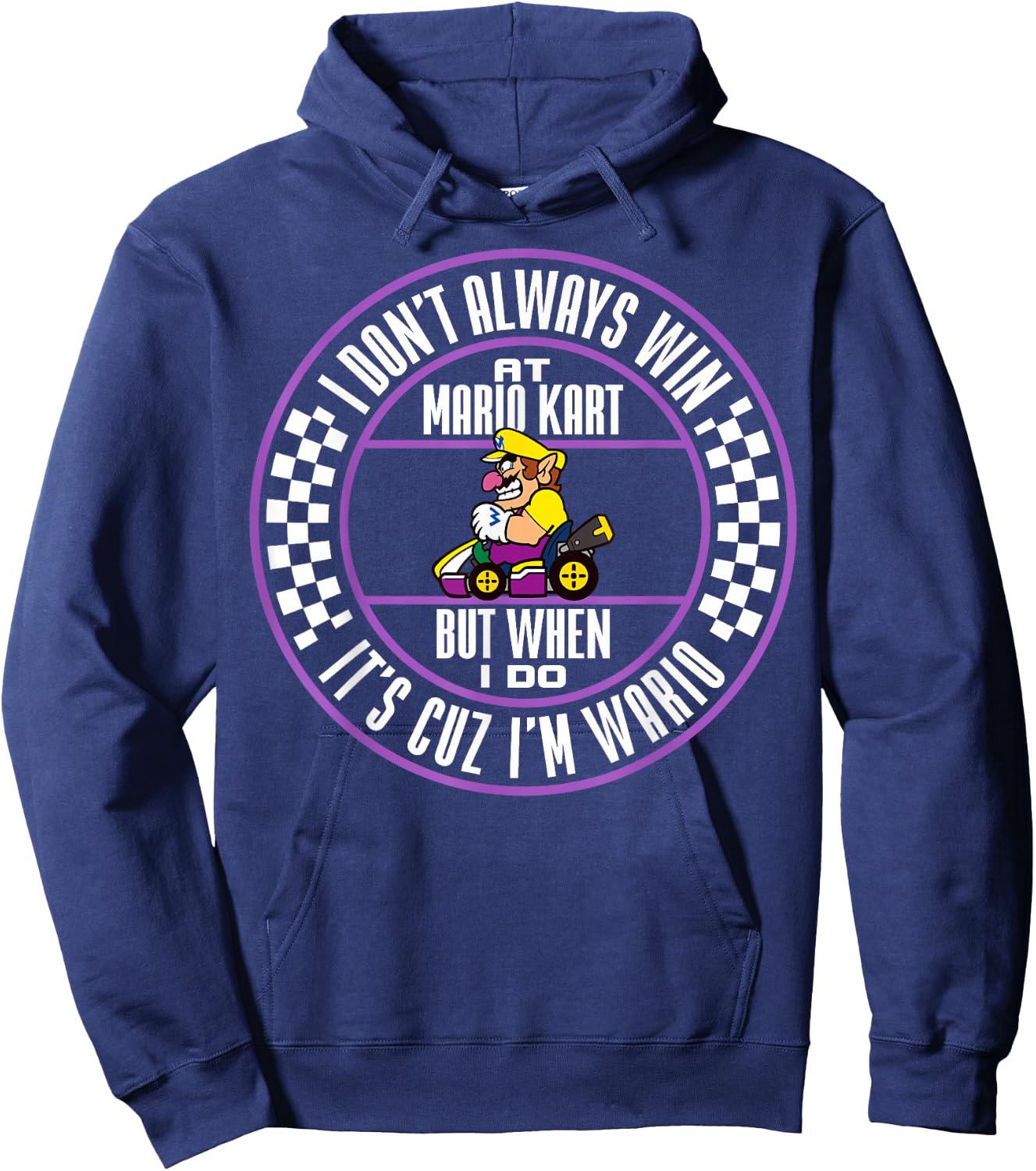 Nintendo Mario Kart Wario When I Win Circle Text Hoodie - Hoodie | Navy