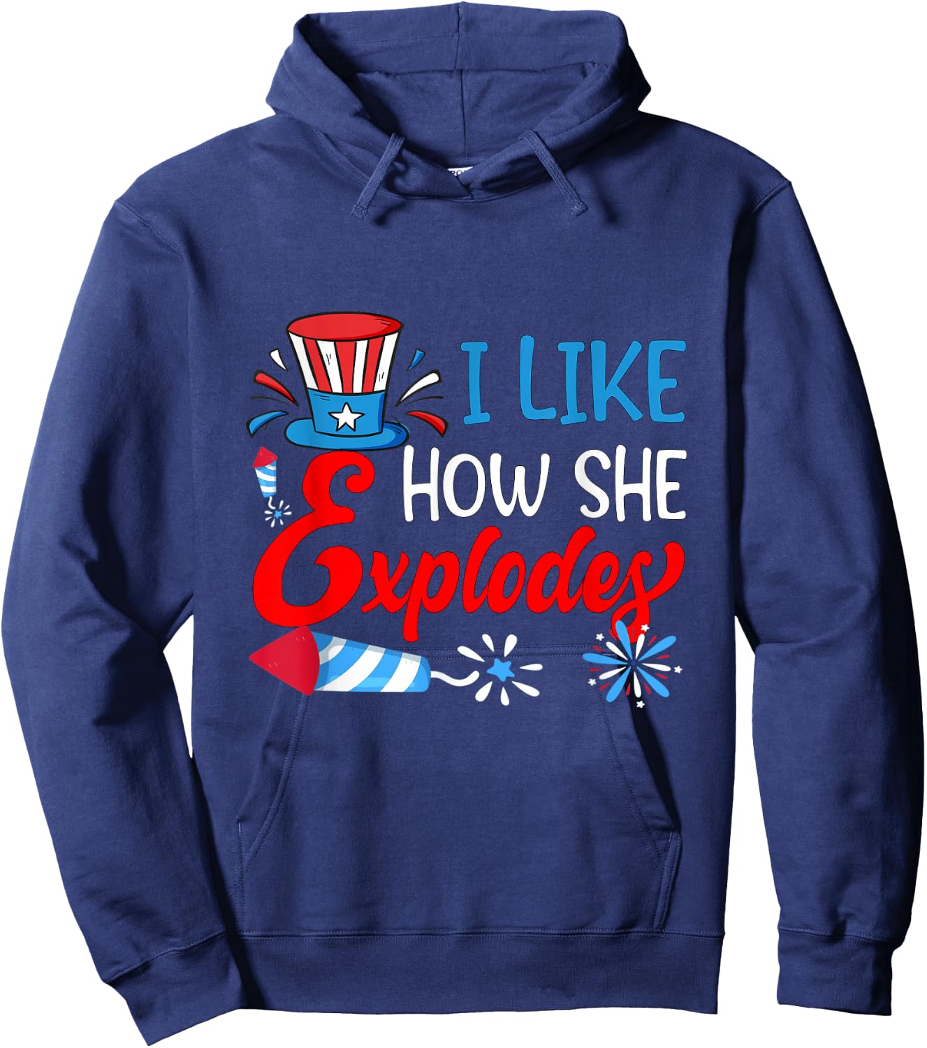 I Like How He Bangs Fireworks Funny 4th of July Couples Hoodie - Hoodie | Navy