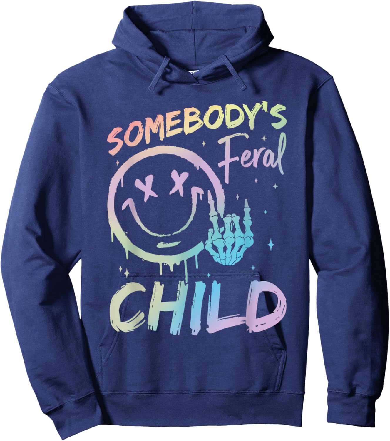 Tie Dye Somebody's Feral Child Toddler Girl and Boy Hoodie - Hoodie | Navy