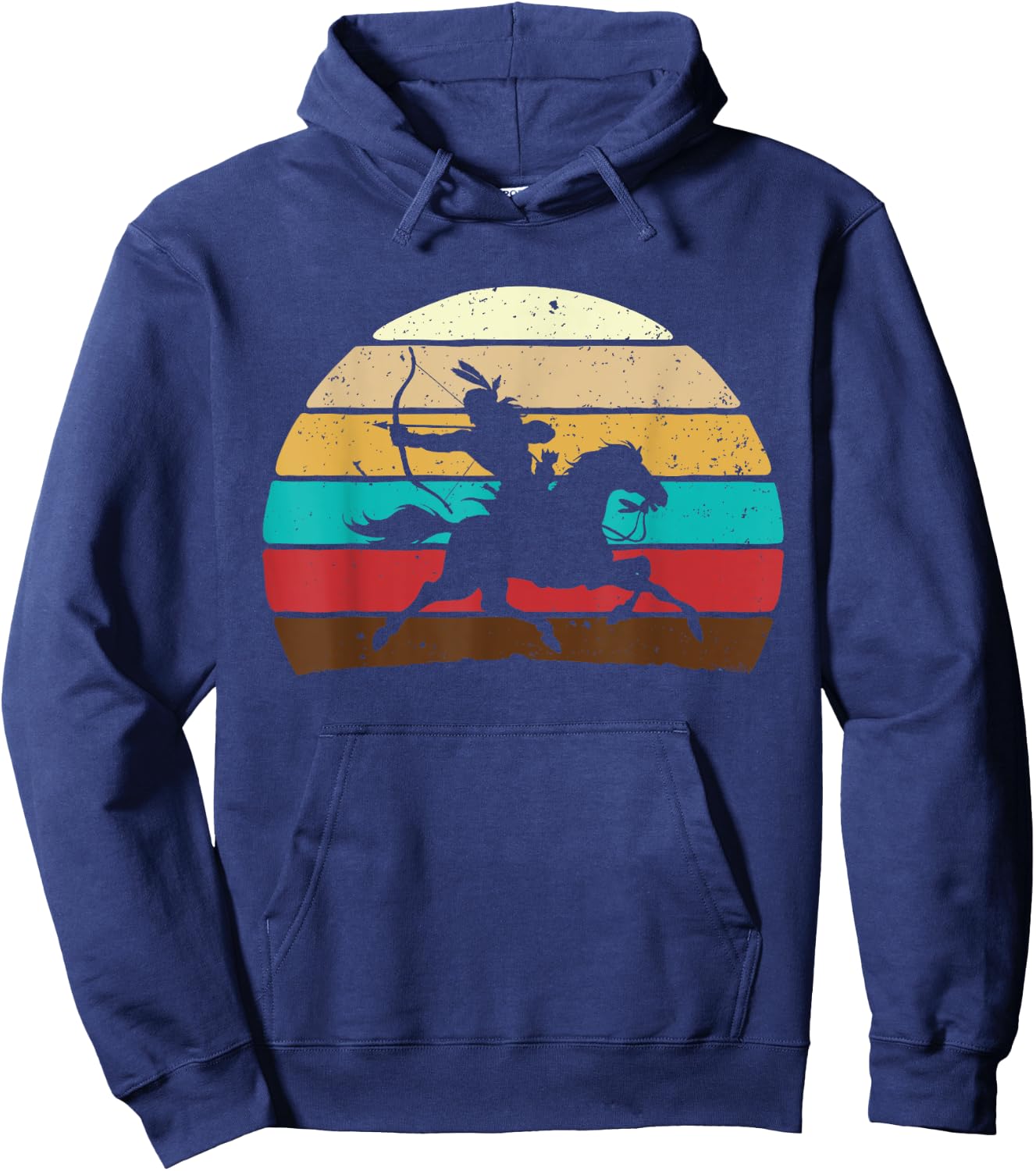 Retro Horse Riding - Native American Indian Pride Indigenous Hoodie - Hoodie | Navy