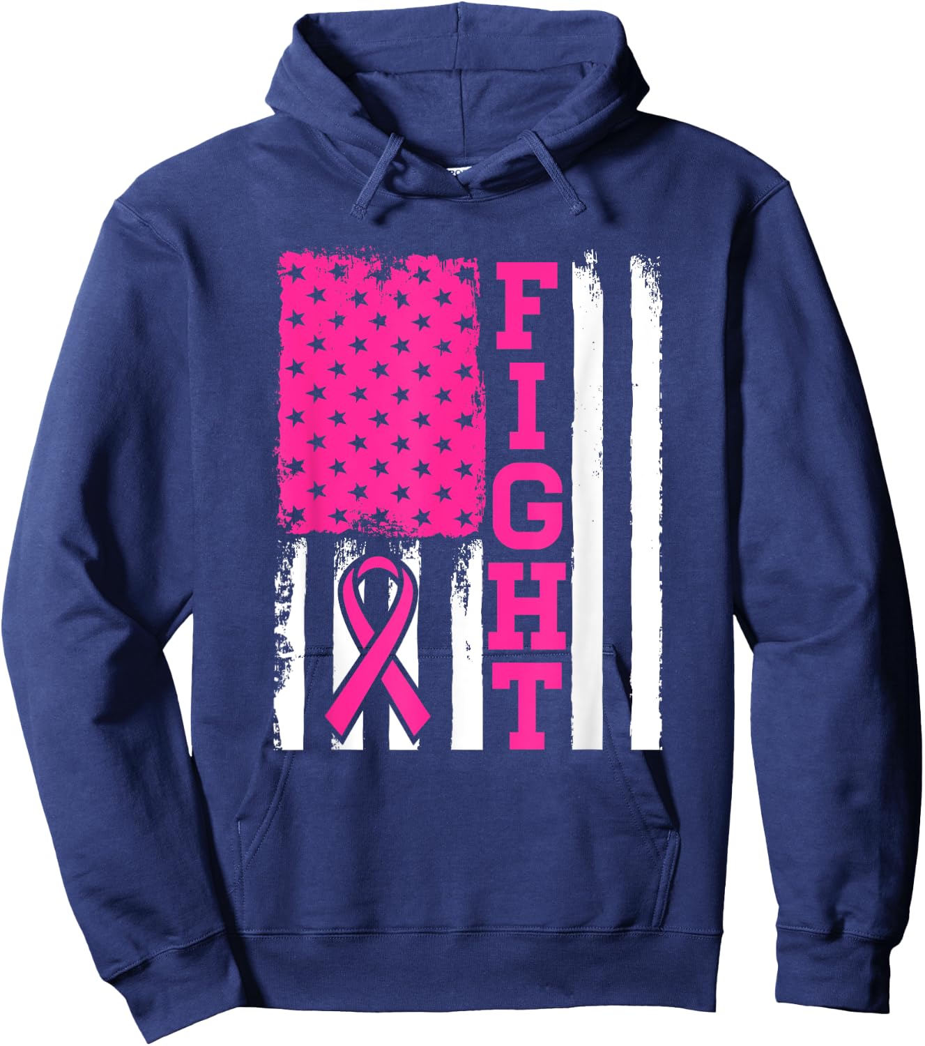 Fight Flag - Breast Cancer Awareness Shirt Gift Hoodie - Hoodie | Navy