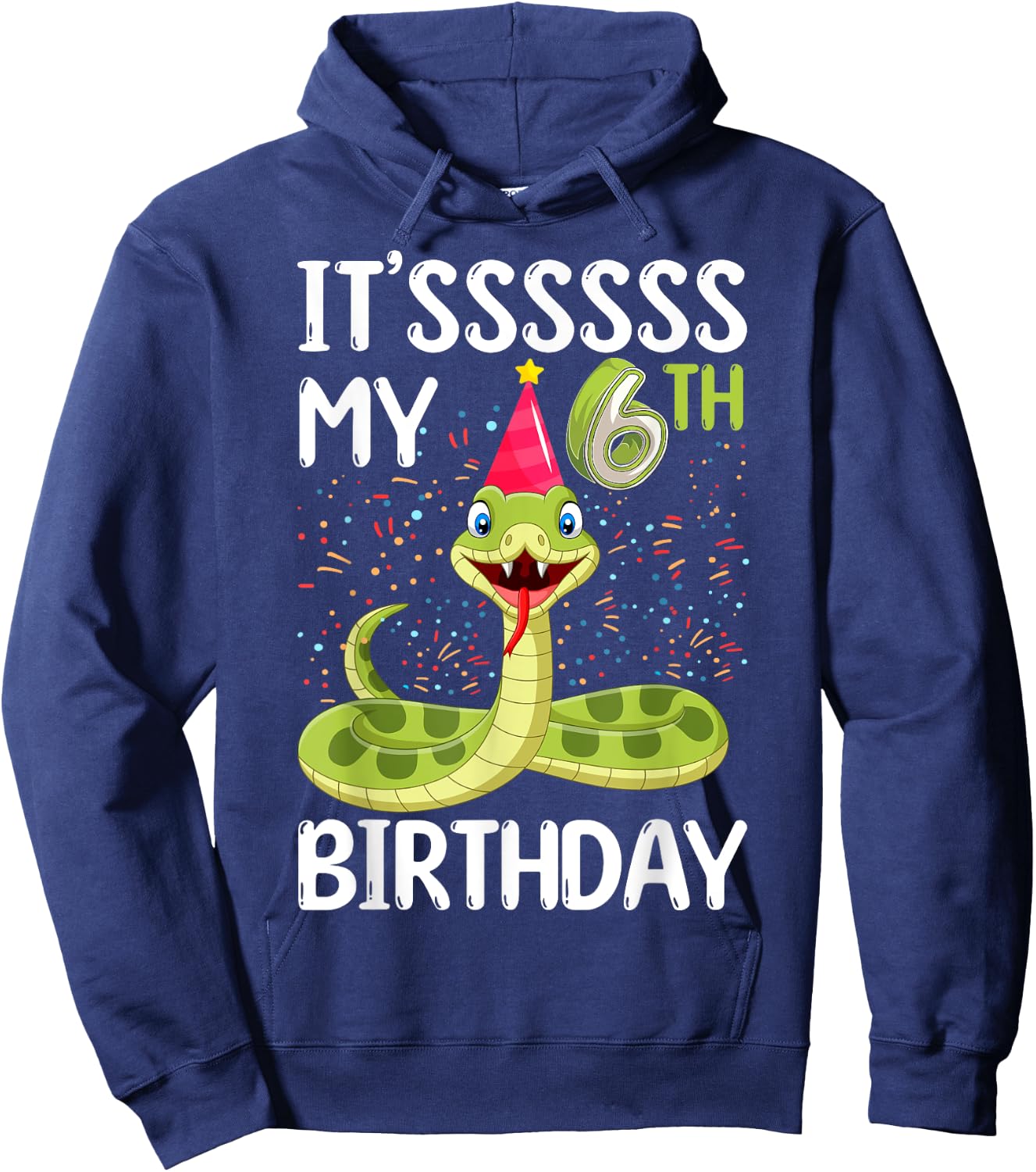 6th Birthday snake Party 6 Year Old snake lover B-day Hoodie - Hoodie | Navy