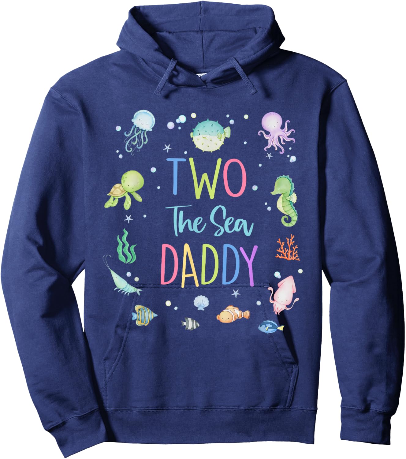 Two The Sea Daddy 2nd Birthday Girl Matching Family Party Hoodie - Hoodie | Navy