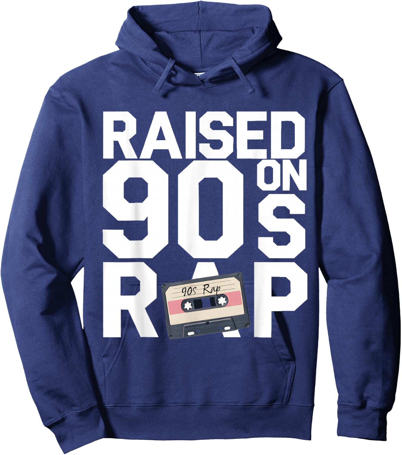 RAISED ON 90S RAP - Old School Hip Hop Music Fan Hoodie - Hoodie | Navy