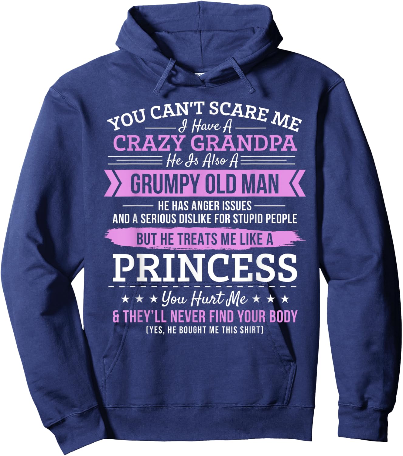 You Can't Scare Me I have A Crazy Grandpa Grumpy Old Man Hoodie - Hoodie | Navy