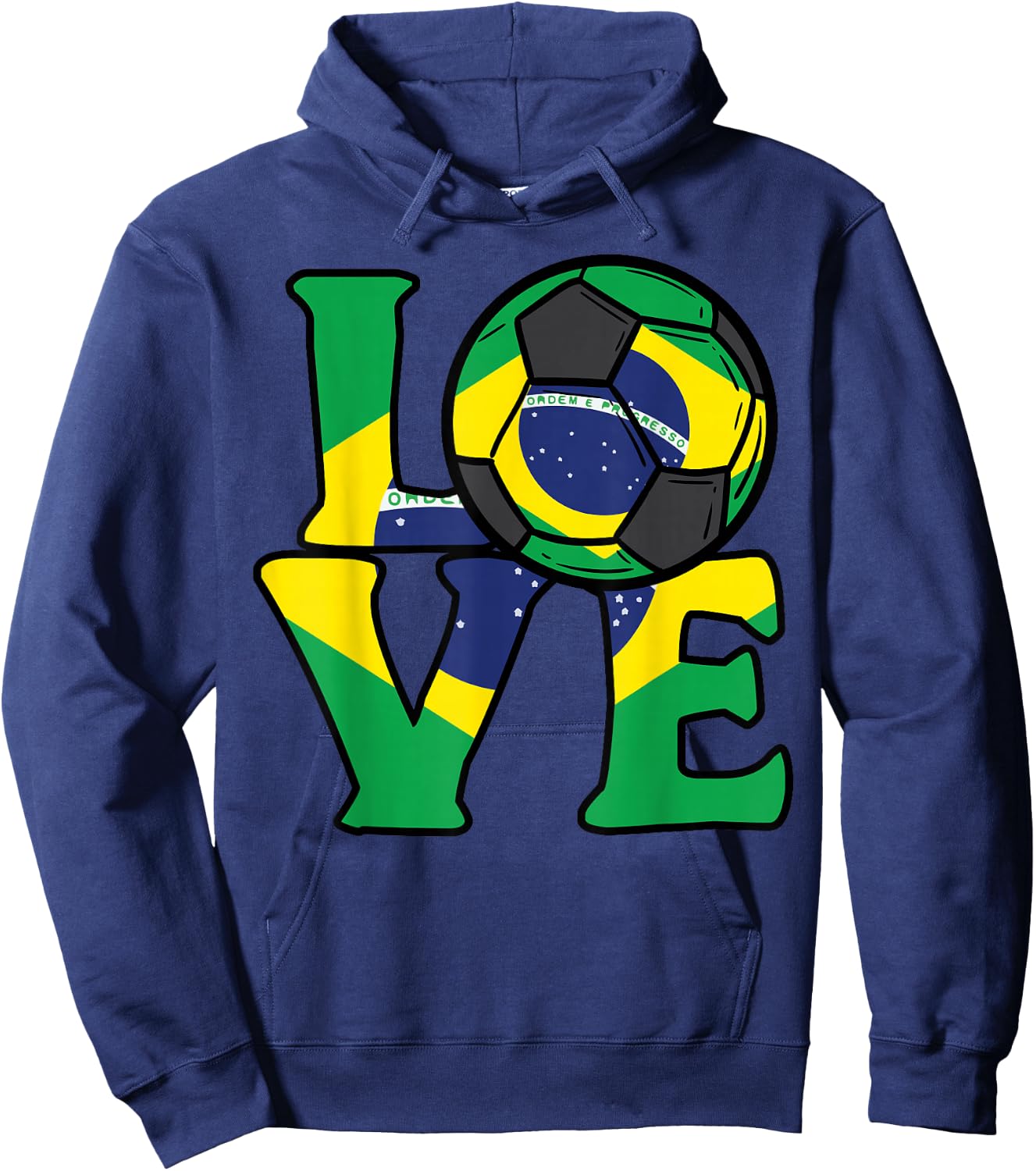 Brazil Flag Love Brazilian Soccer Men Women Kids Boys Girls Hoodie - Hoodie | Navy