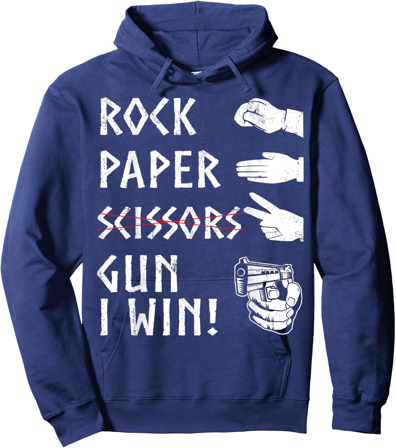 Rock Paper Scissors Gun I Win! Funny 2nd Amendment Hoodie - Hoodie | Navy