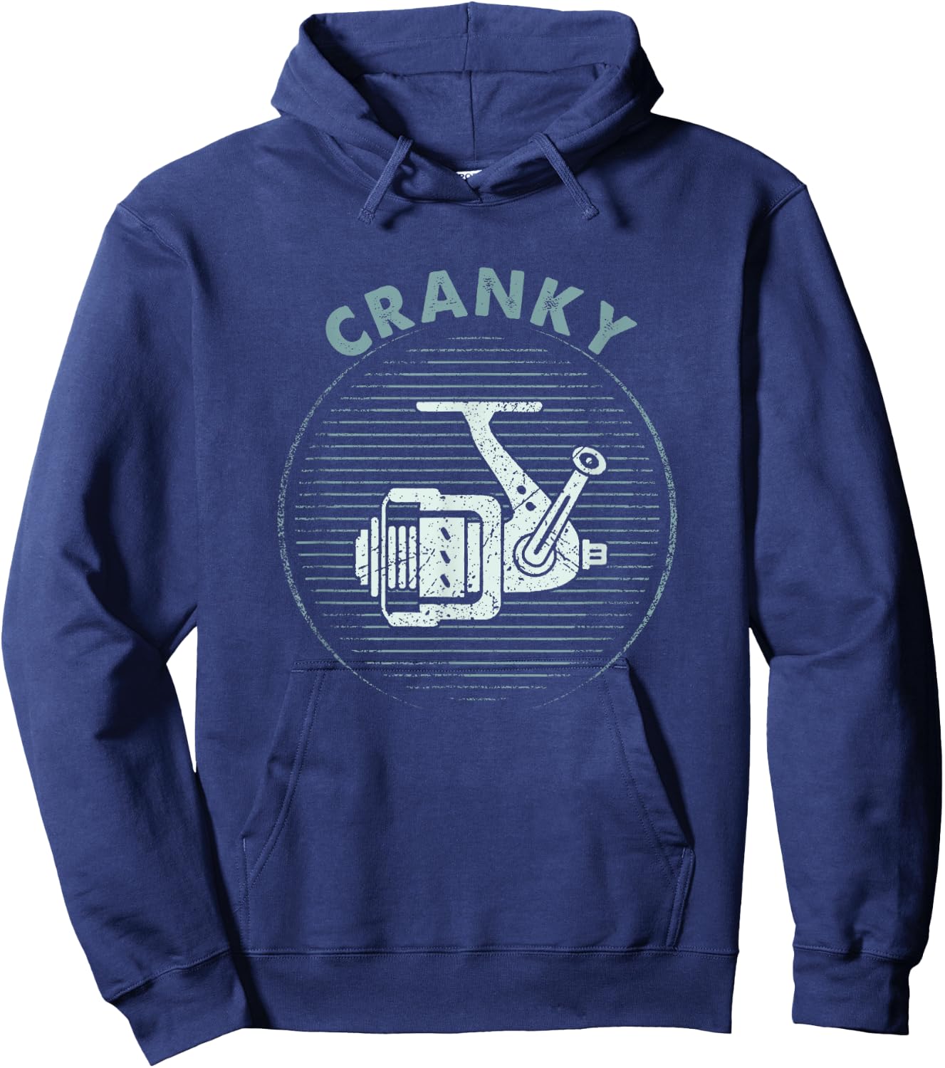 Funny Fishing , Cranky Fishing Reel Hoodie - Hoodie | Navy