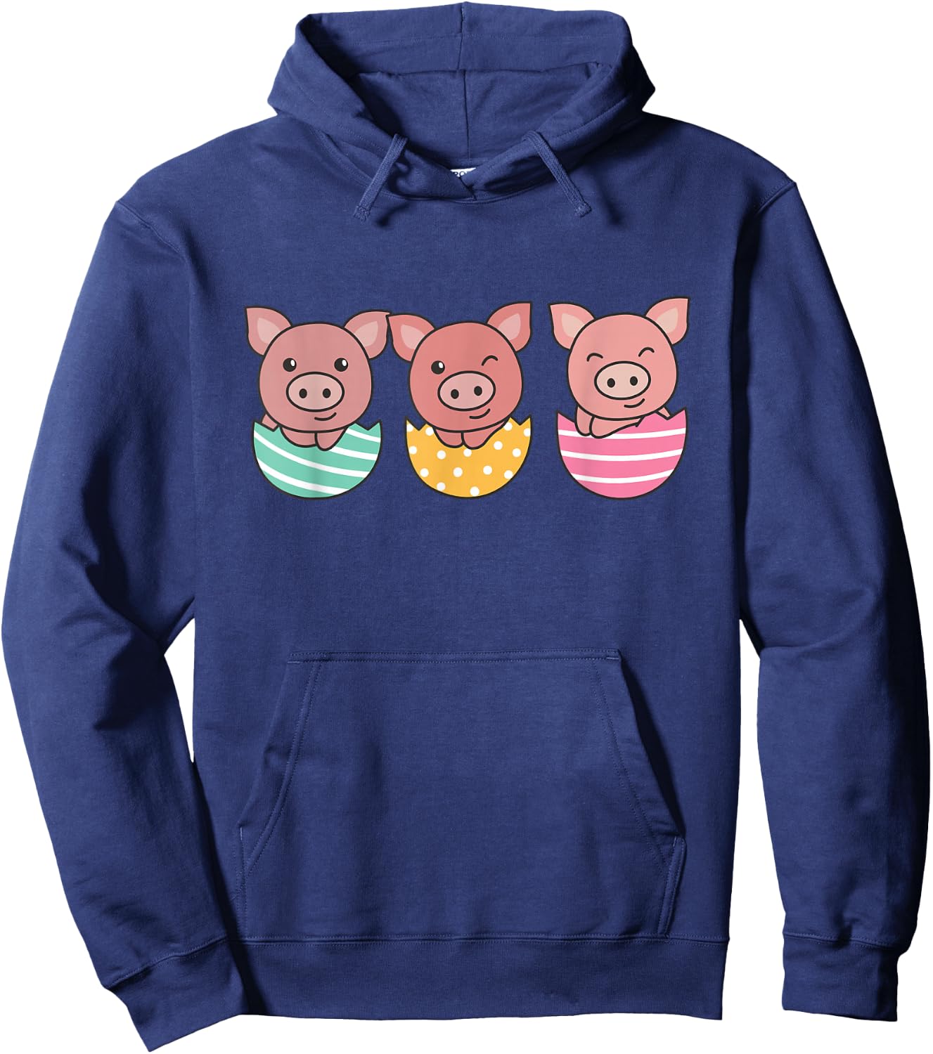 Happy Easter Cute Pig At Easter With Easter Eggs Hoodie - Hoodie | Navy