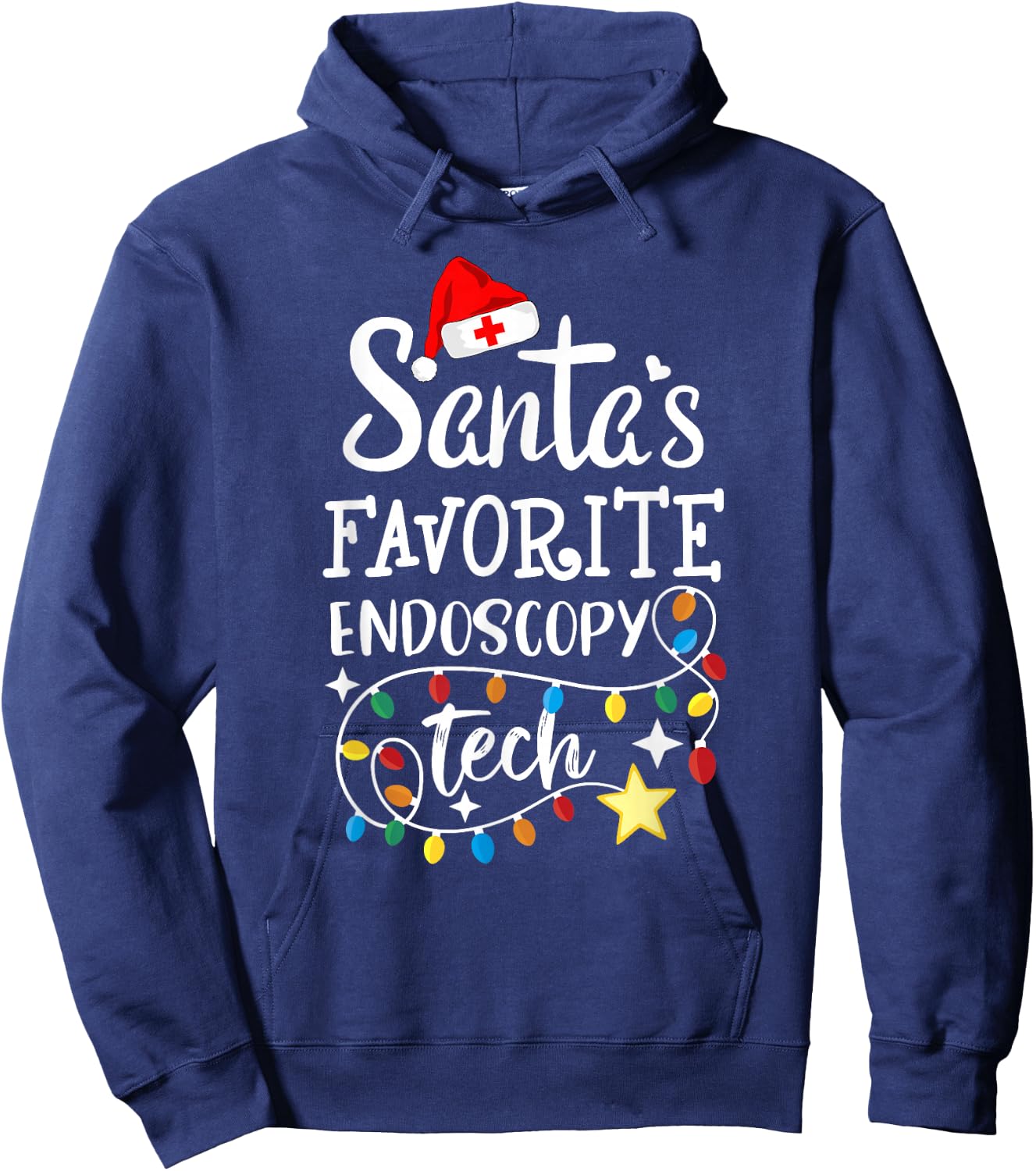 Santa's Favorite Endoscopy Tech Merry Christmas GI Techs Hoodie - Hoodie | Navy