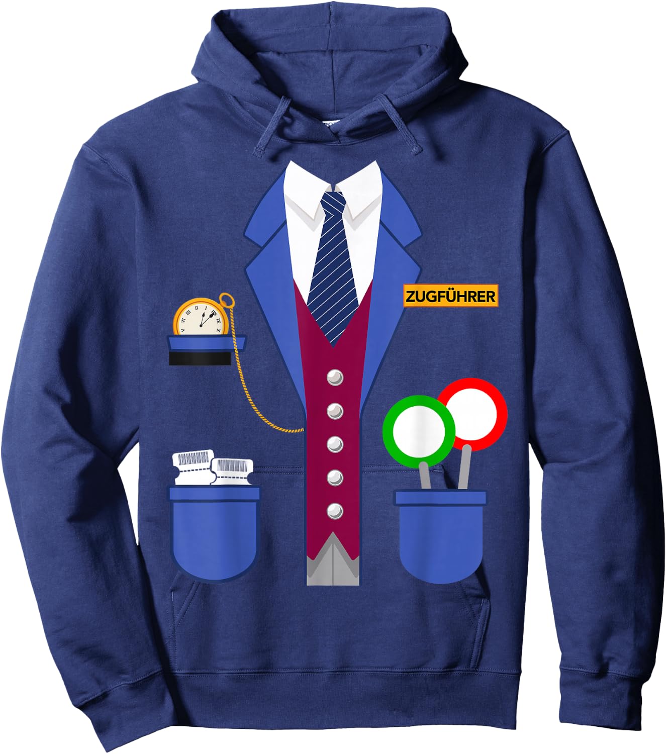Train Guide Schaffner Train Costume for Carnival Fancy Dress , black Hoodie - Hoodie | Navy