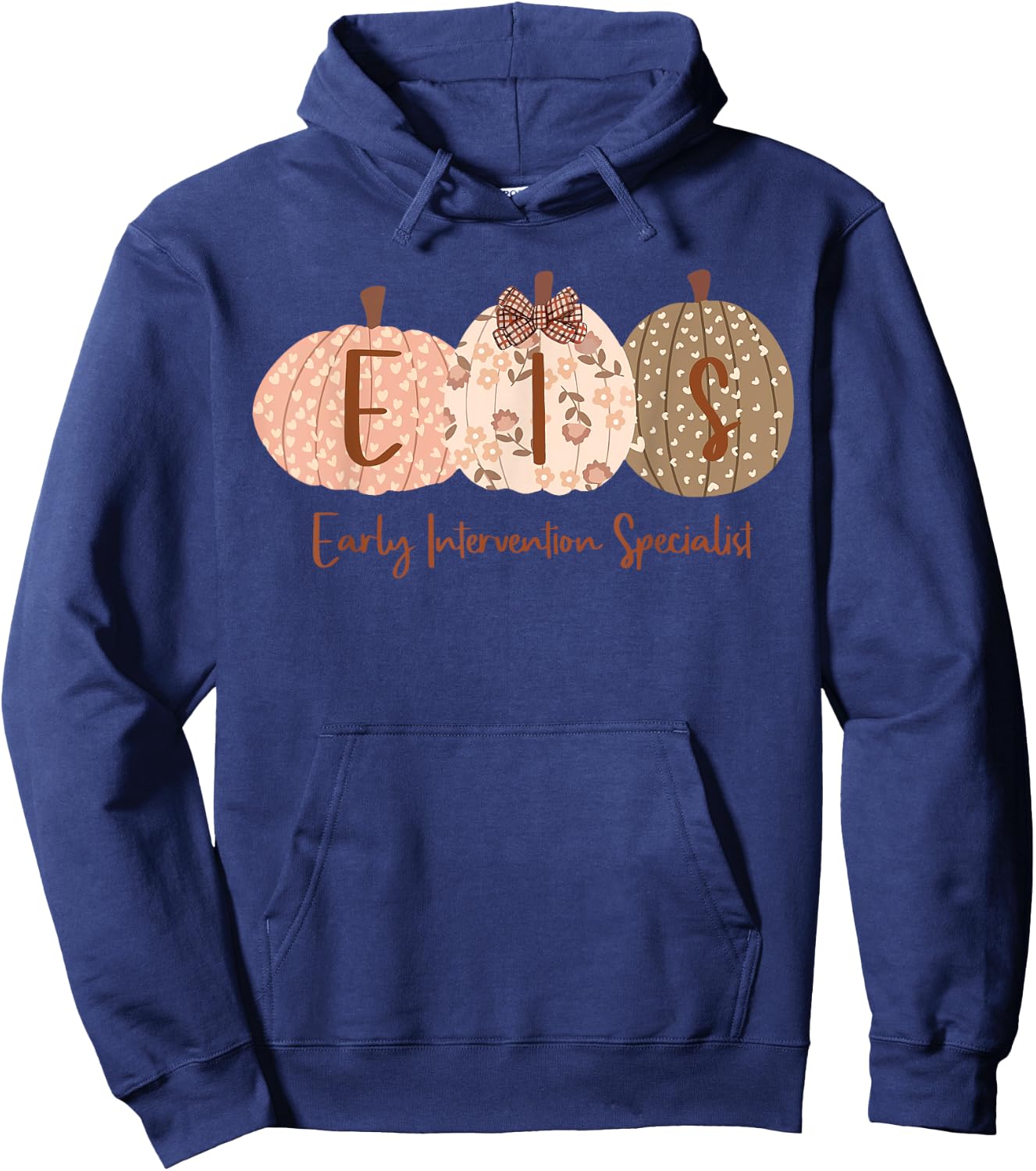 Early Intervention Specialist Pumpkin Bow EIS Fal Halloween Hoodie - Hoodie | Navy