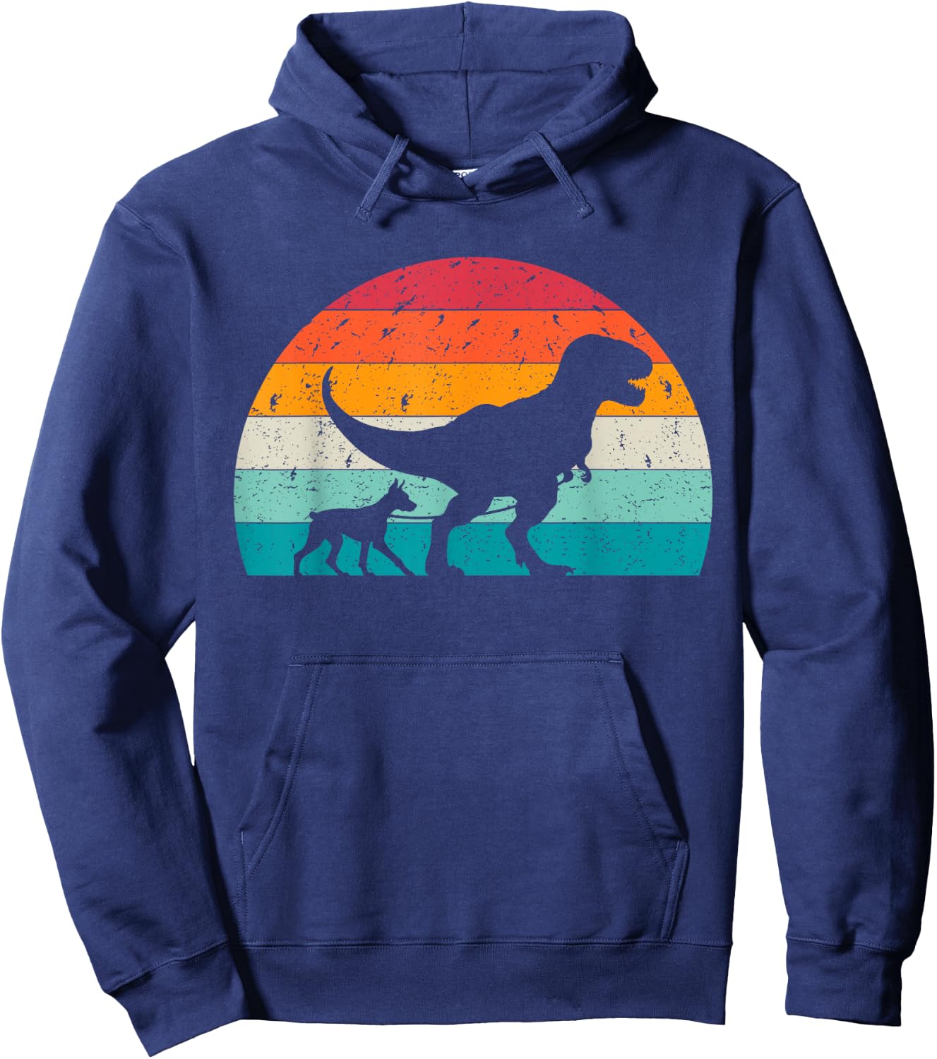 T-Rex Walking a Dog Funny Doberman Pinscher Lovers Dog Dad Hoodie - Hoodie | Navy