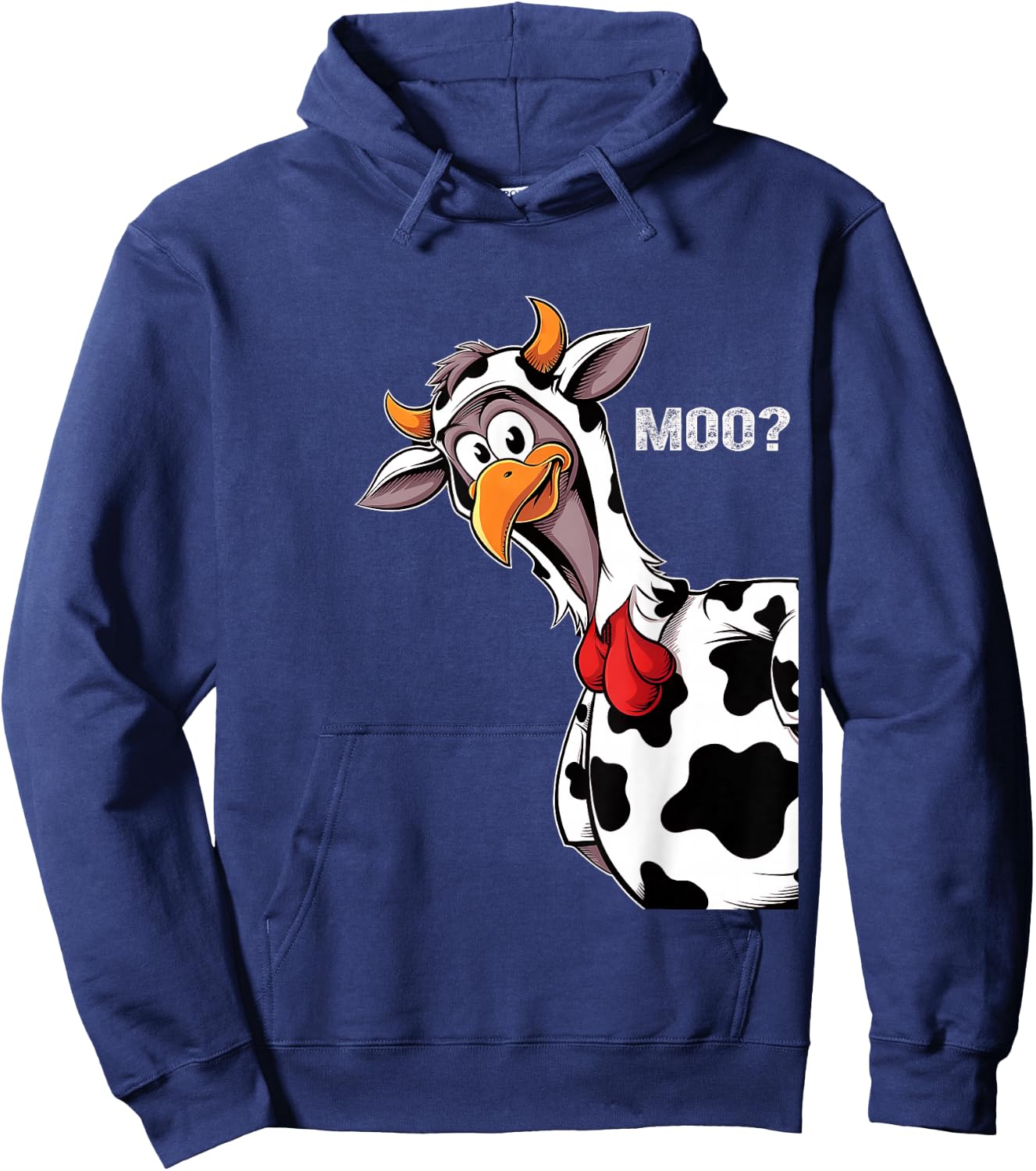 Turkey Moo Funny Thanksgiving Turkey Dressed As A Cow Hoodie - Hoodie | Navy