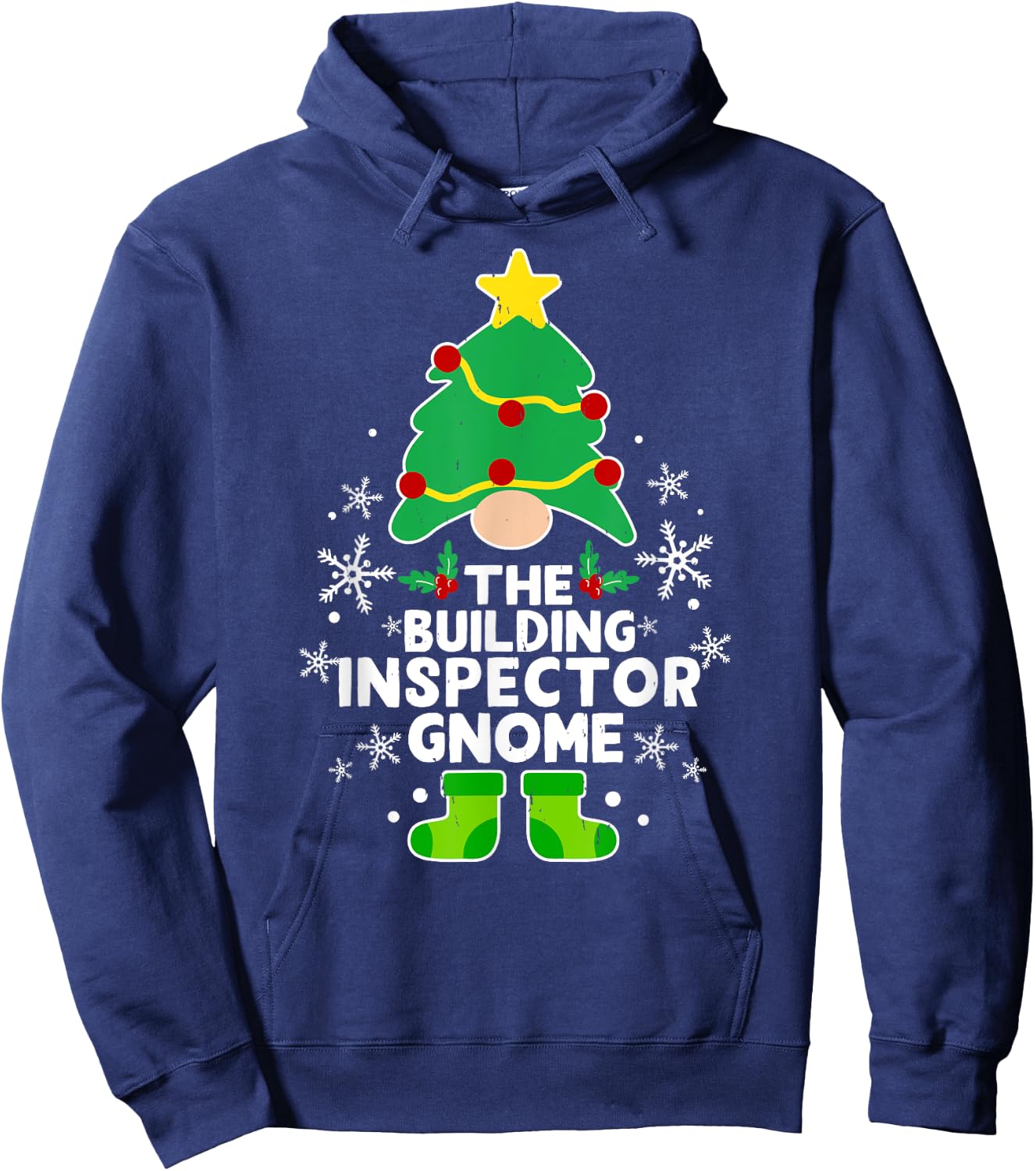 Building Inspector Gnome Xmas Family Holiday Christmas Hoodie - Hoodie | Navy