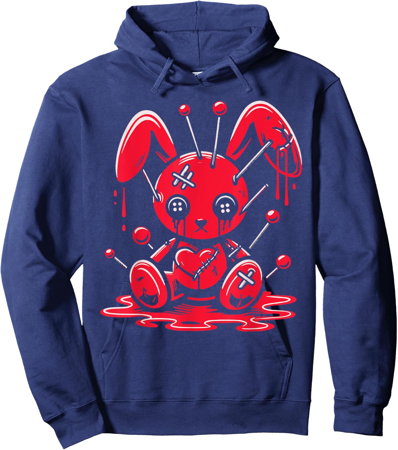 Stitched Bunny Rabbit Pastel Goth Anime Kawaii Gothic Hoodie - Hoodie | Navy