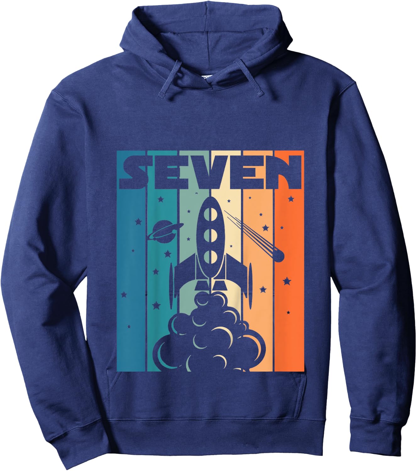 7 Year Old 7th Space Rocket Astronaut Birthday Boys Girls Hoodie - Hoodie | Navy