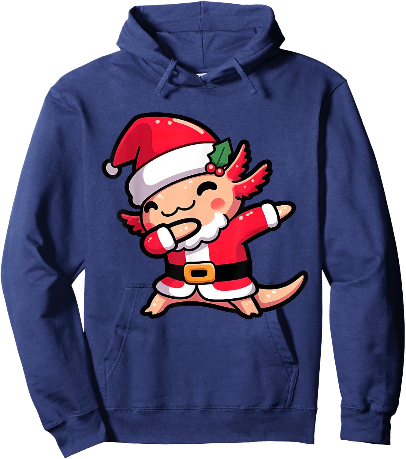 Axolotl Dabbing Santa Claus Christmas Family Matching Pajama Hoodie - Hoodie | Navy