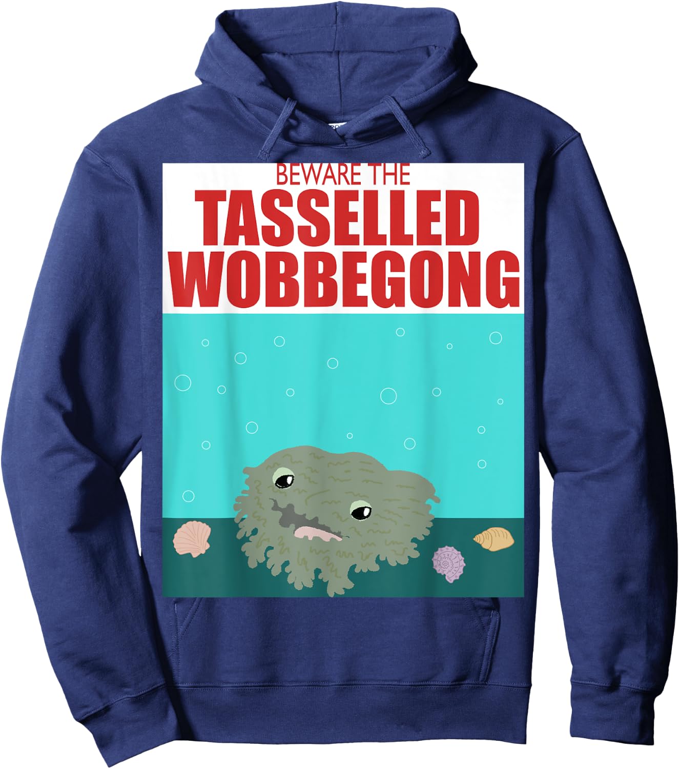 Beware the Tasselled Wobbegong Funny Shark Hoodie - Hoodie | Navy
