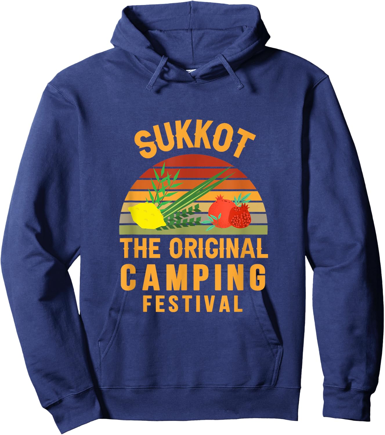 Sukkot The Original Camping Festival Sukkah Lulav Etrog Hoodie - Hoodie | Navy