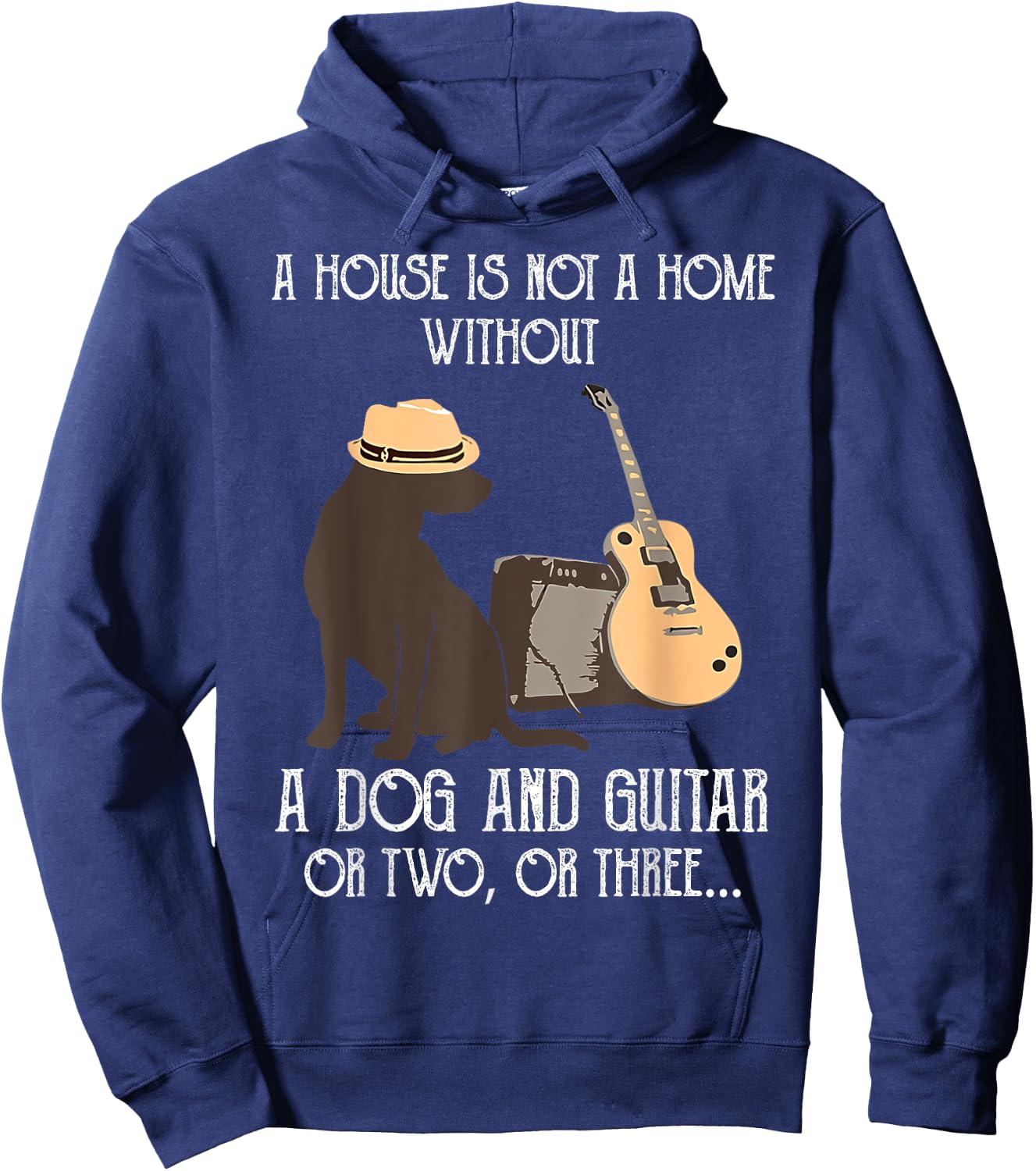 A house is not a home without a dog and guitar or two Women Hoodie - Hoodie | Navy
