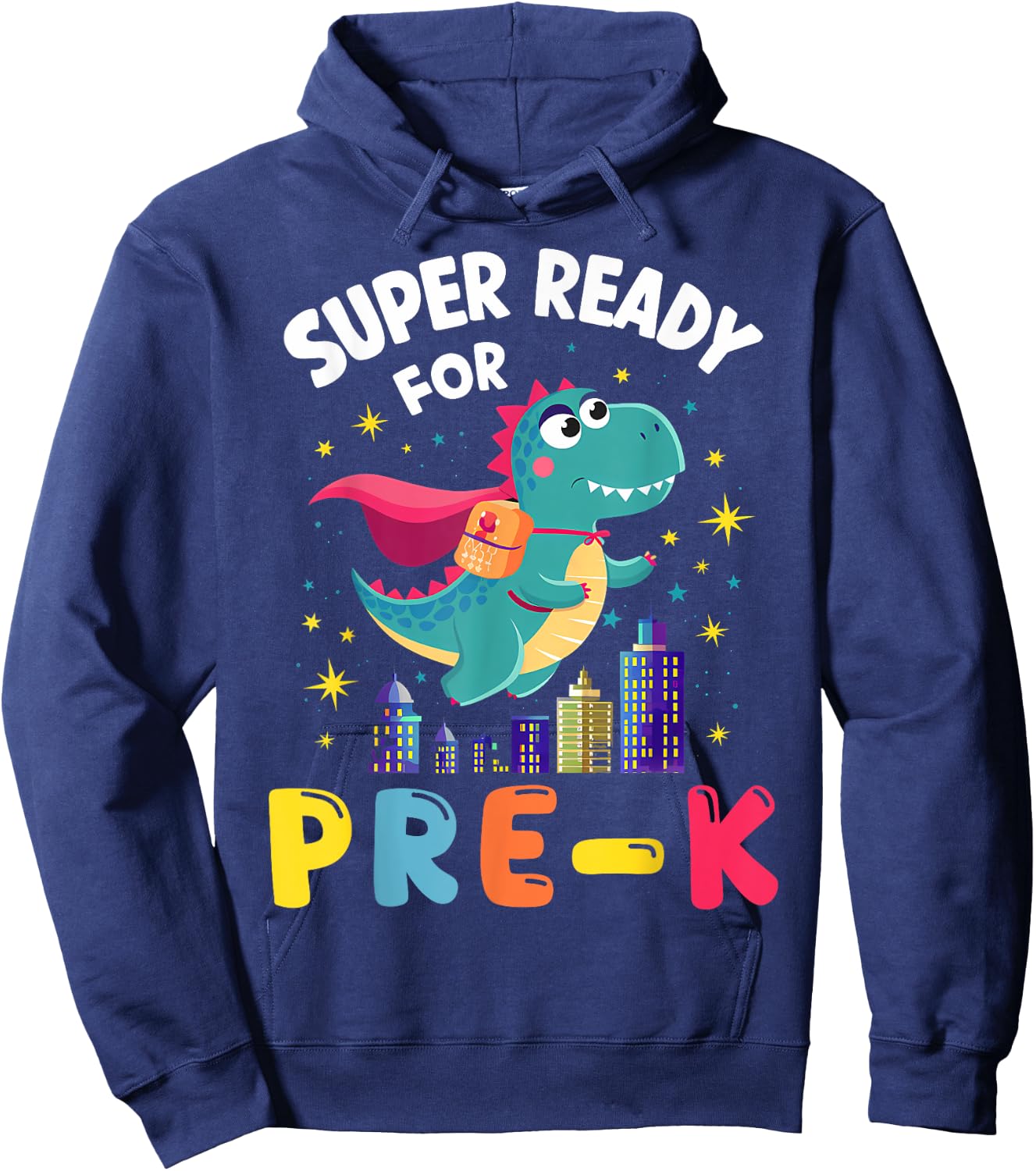 First Day Pre-K Back To School Dinosaur Hoodie - Hoodie | Navy