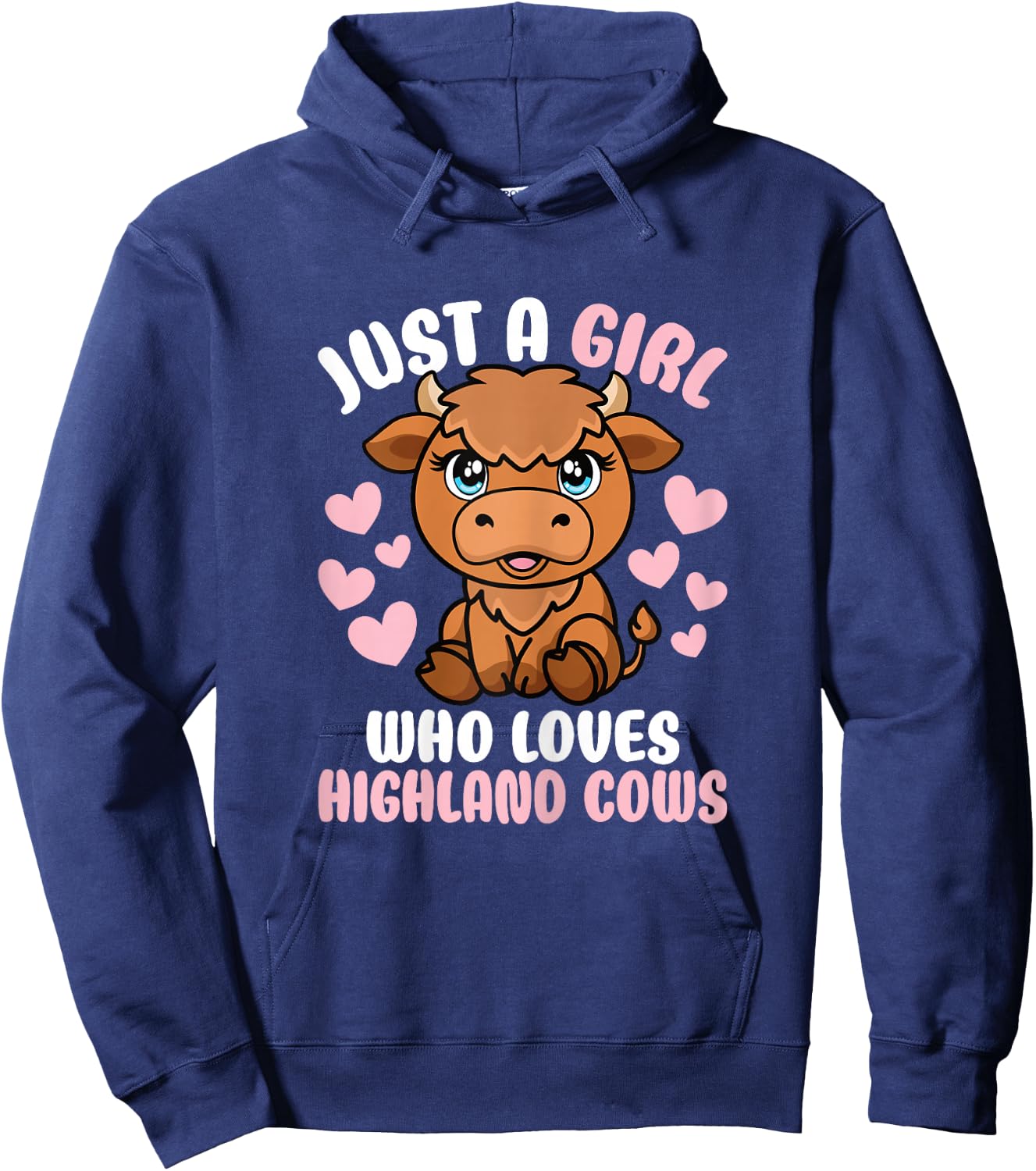 Just A Girl Who Loves Highland Cows Cute Highland Cattle Hoodie - Hoodie | Navy