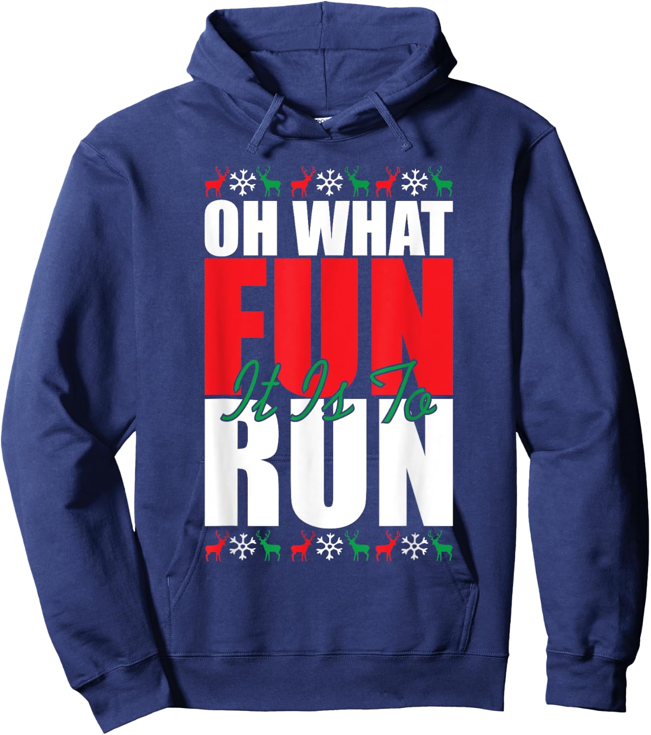 Oh What Fun It Is To Run Xmas Santa Runner Funny Running Hoodie - Hoodie | Navy