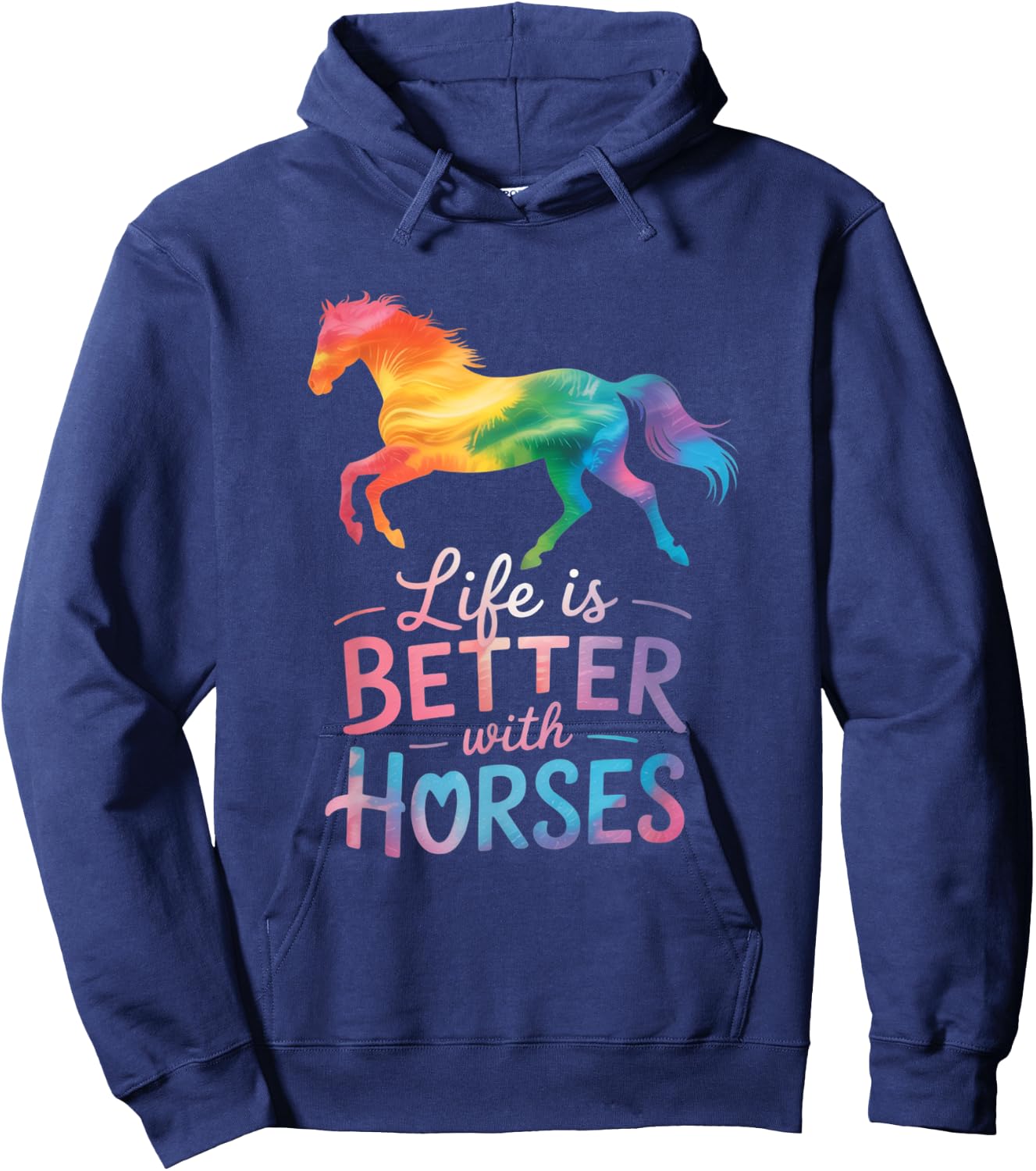 Life is Better With Horses Riding Cute Horse Girls Women Hoodie - Hoodie | Navy