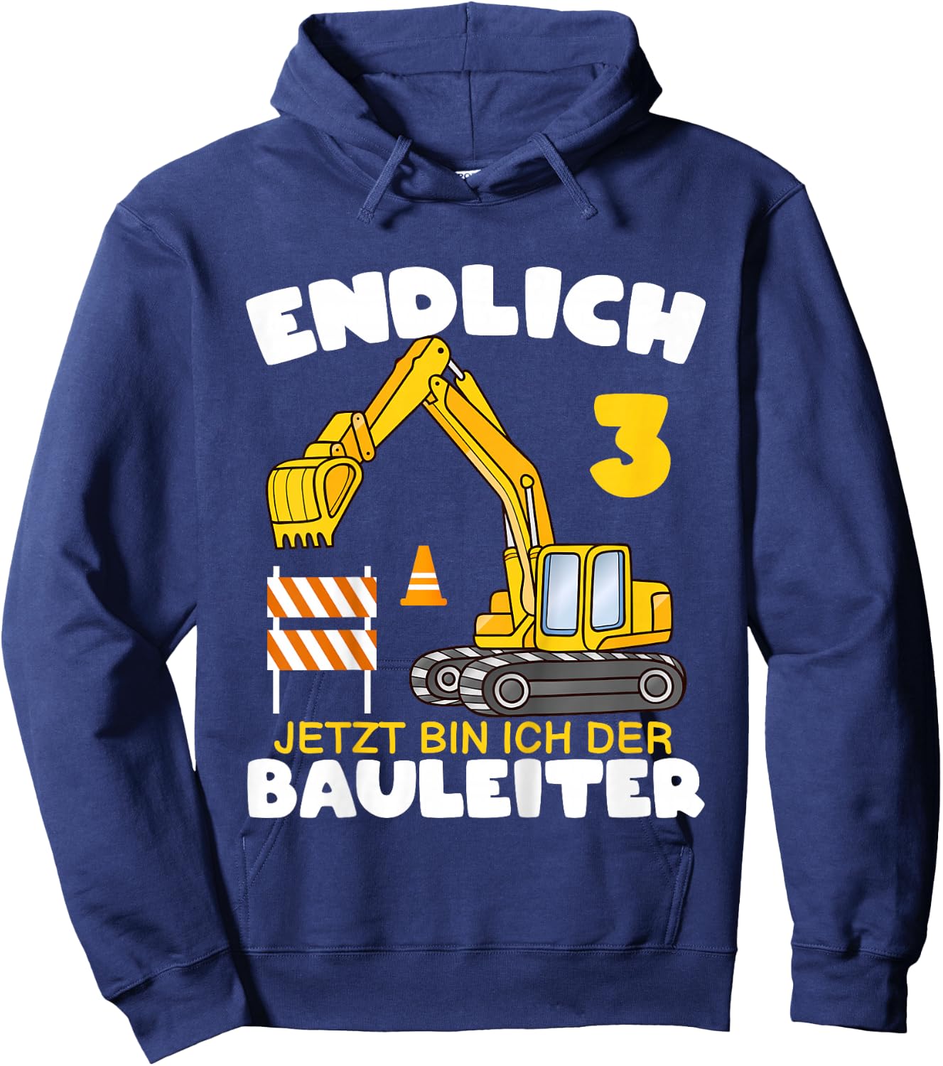 Children's Endlich 3rd Birthday Digger 3 Birthday Building Director, black, 80 Hoodie - Hoodie | Navy
